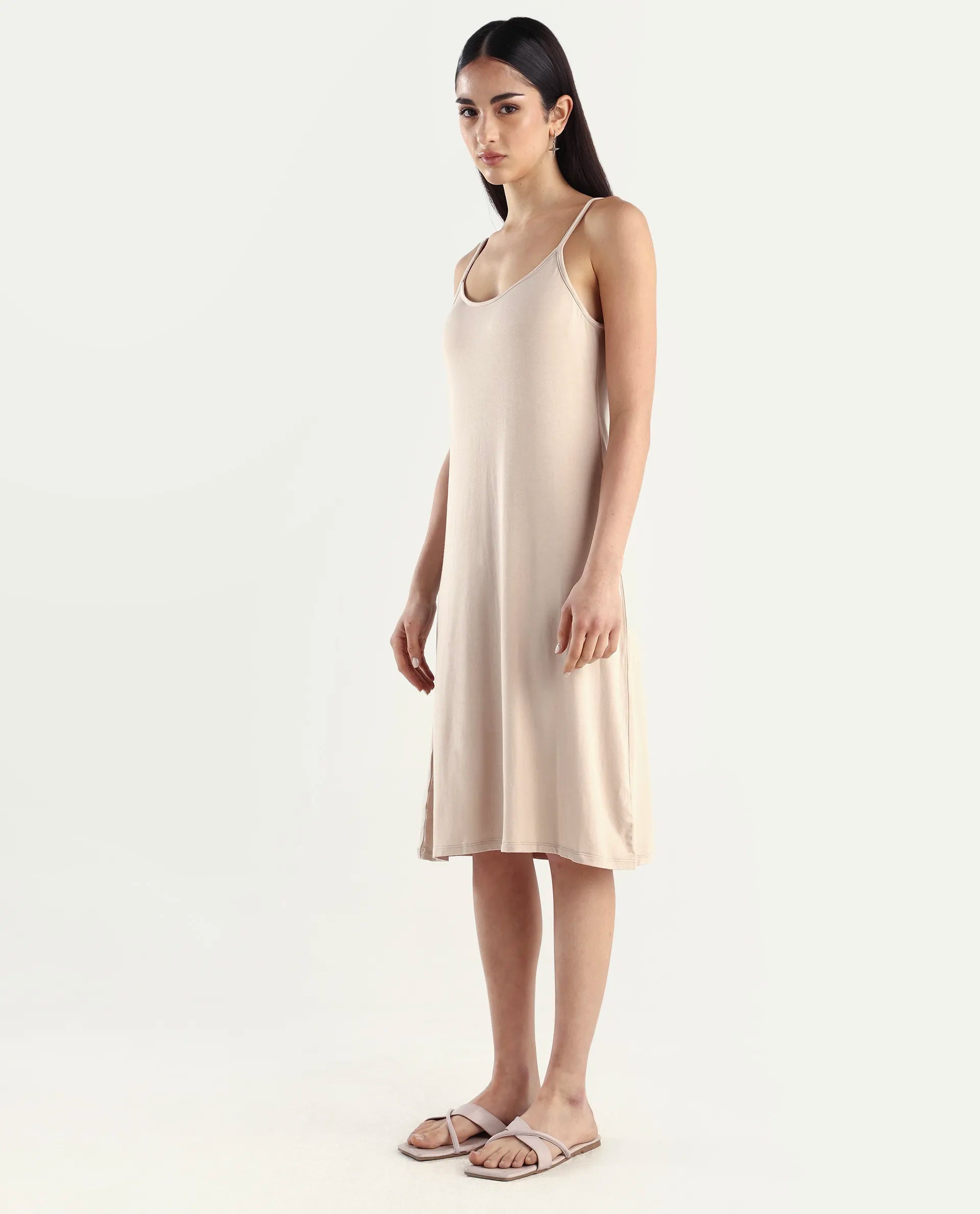 Rareism Women's Slippy Beige Shoulder Strap Plain Shoulder Strap Mini Straight Fit Inner Wear