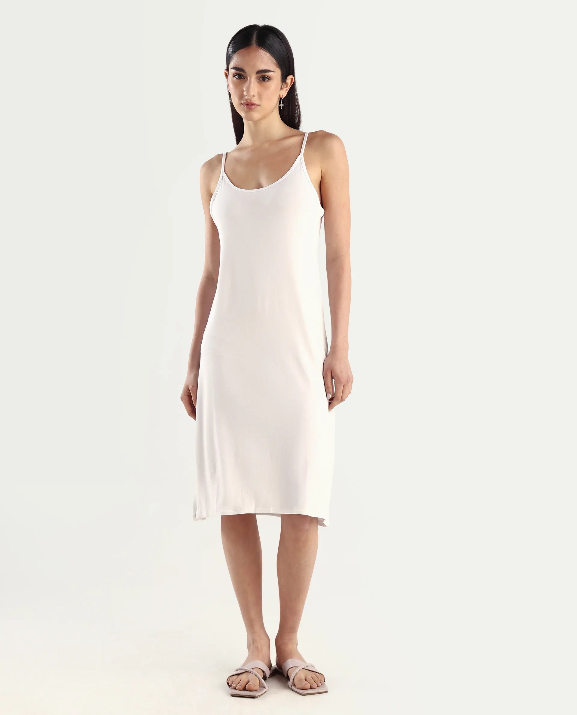 Rareism Women's Slippy White Shoulder Strap Plain Shoulder Strap Mini Straight Fit Inner Wear