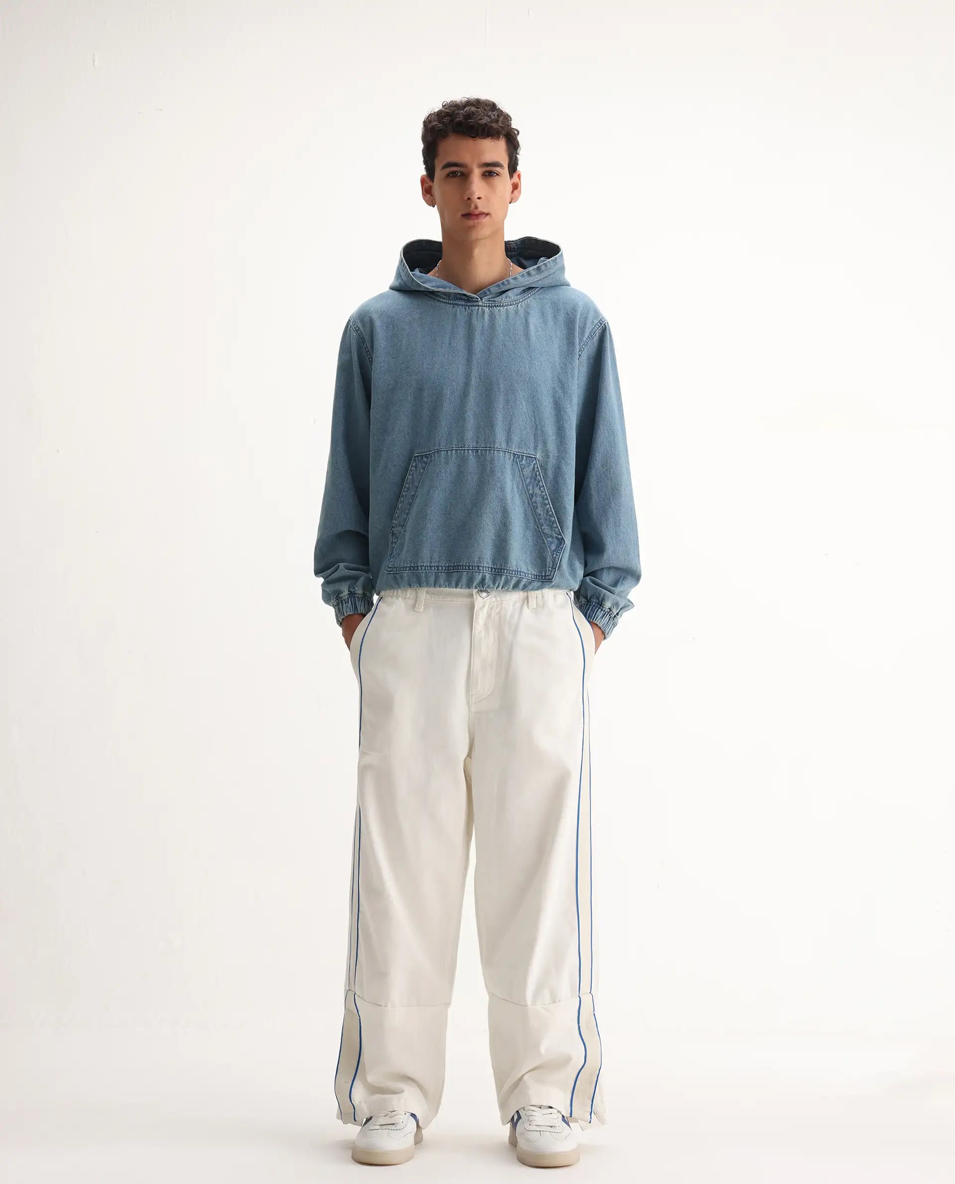 Rare Rabbit Men's Cotton Plain Baggy Fit Jeans