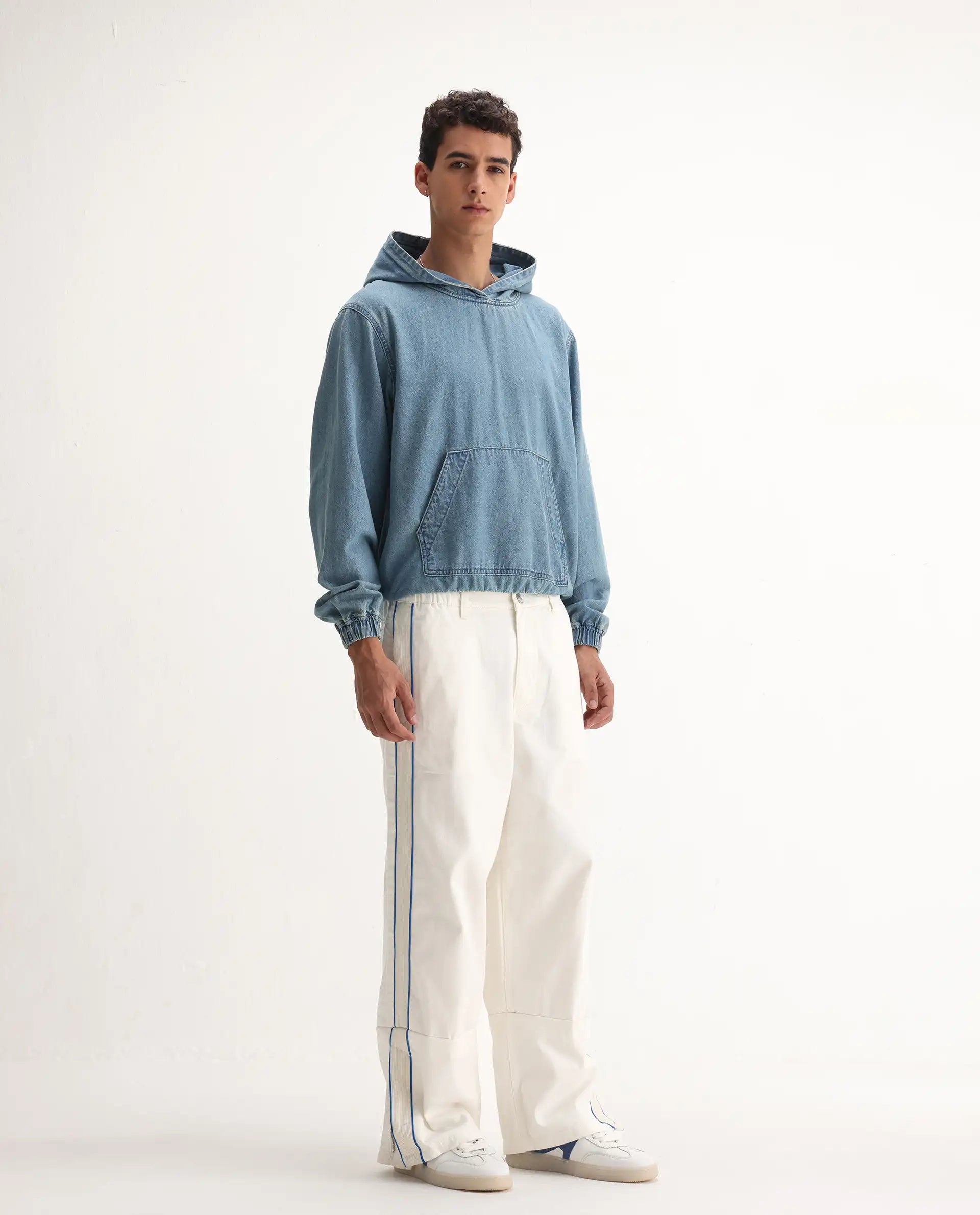 Rare Rabbit Men's Cotton Plain Baggy Fit Jeans