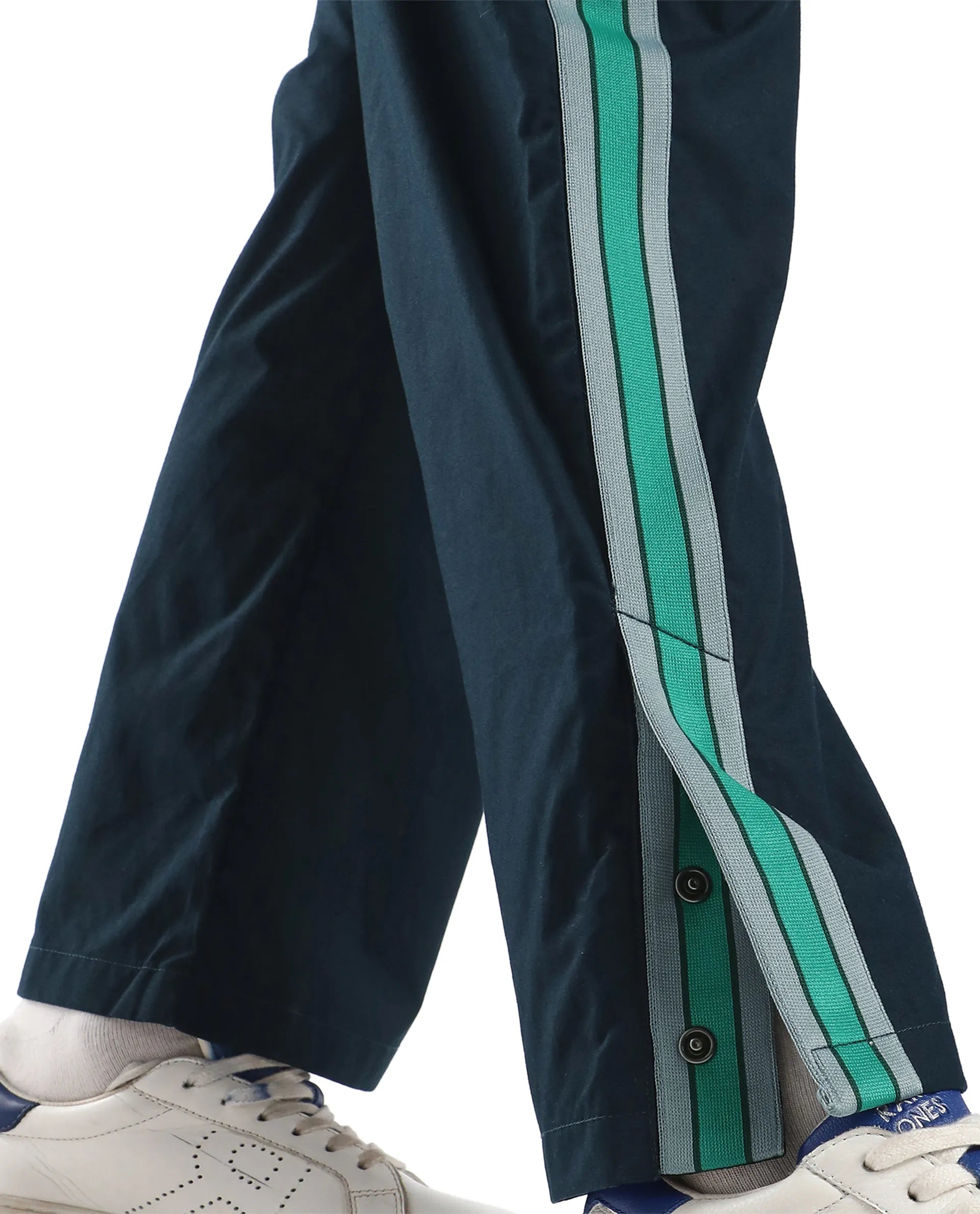 Rare Ones Kids Taper-B Navy Tape Detailed Button And Zip Closure Regular Fit Cotton Trouser