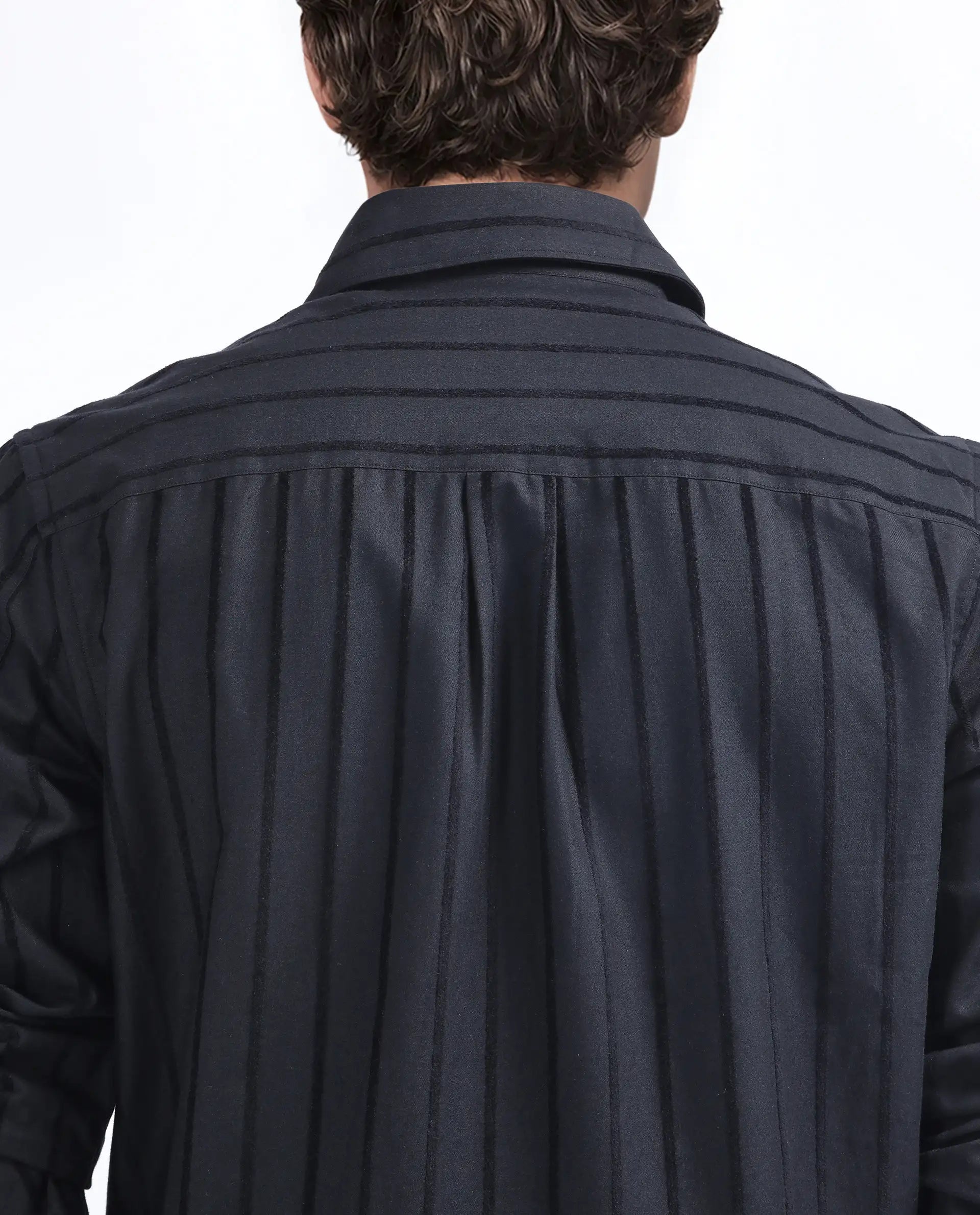 Rare Rabbit Men's Tener Black Cotton Striped Print Regular Fit Full Sleeve Collared Shirt