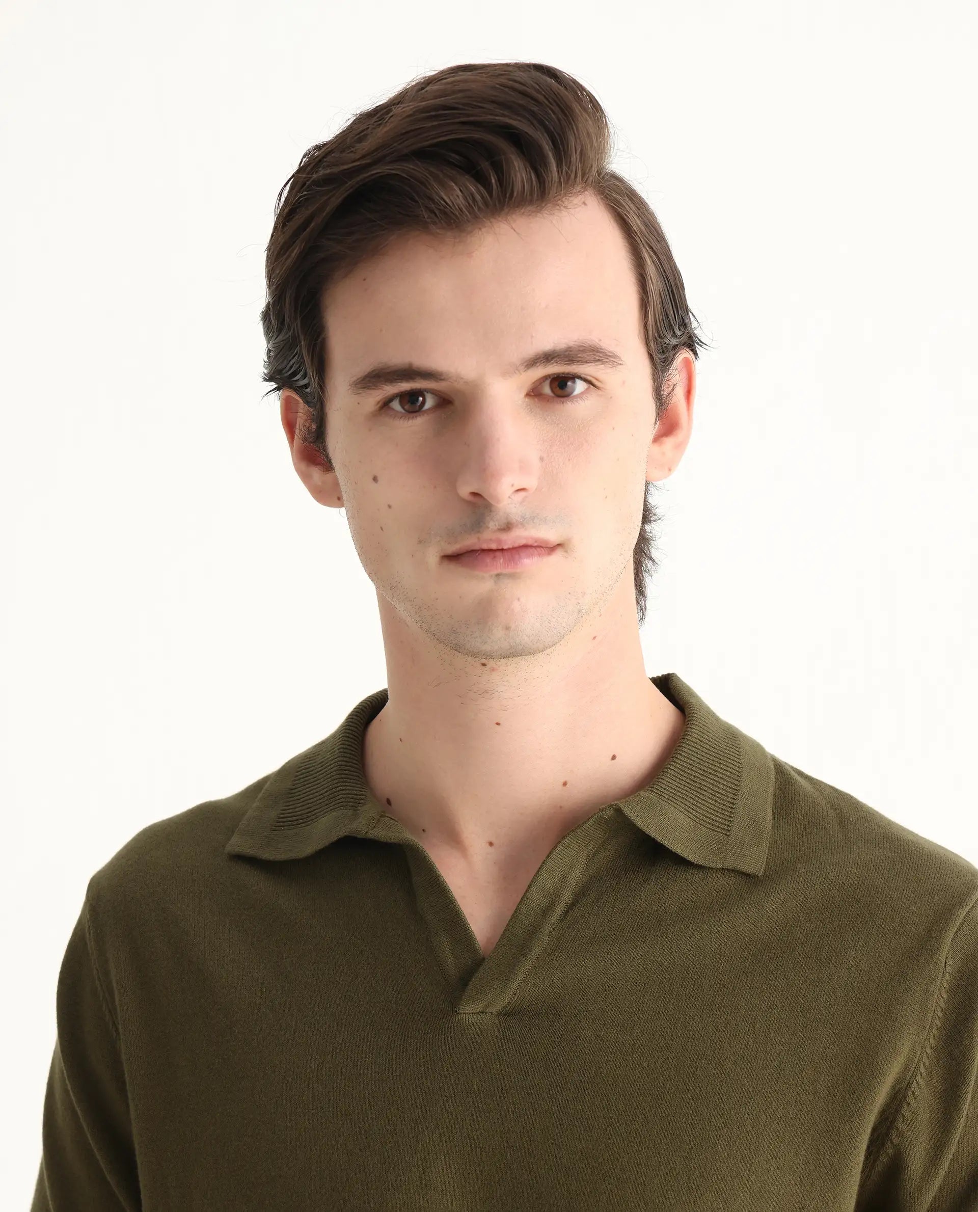 Rare Rabbit Men's Teny Olive Cotton Blend Plain Regular Fit Half Sleeve Polo