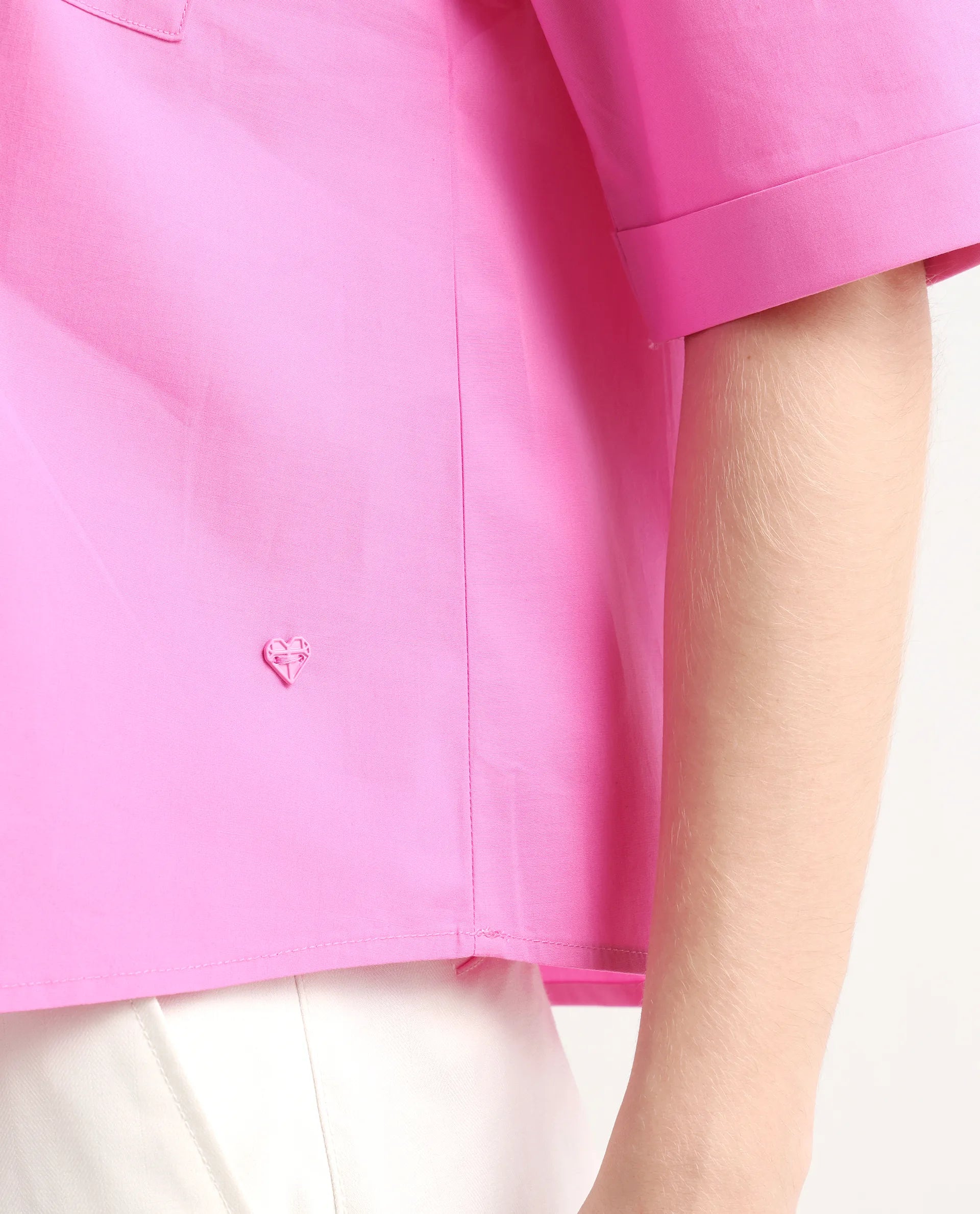 Rareism Women's Toefil Pastel Pink Cotton Spread Collar Plain Regular Fit Shirt