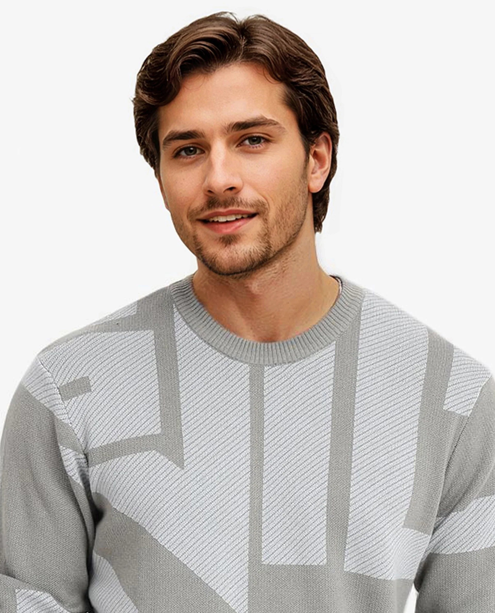 Rare Rabbit Men's Toge Green Cotton Fabric Full Sleeve Crew Neck Monogram Print Sweater