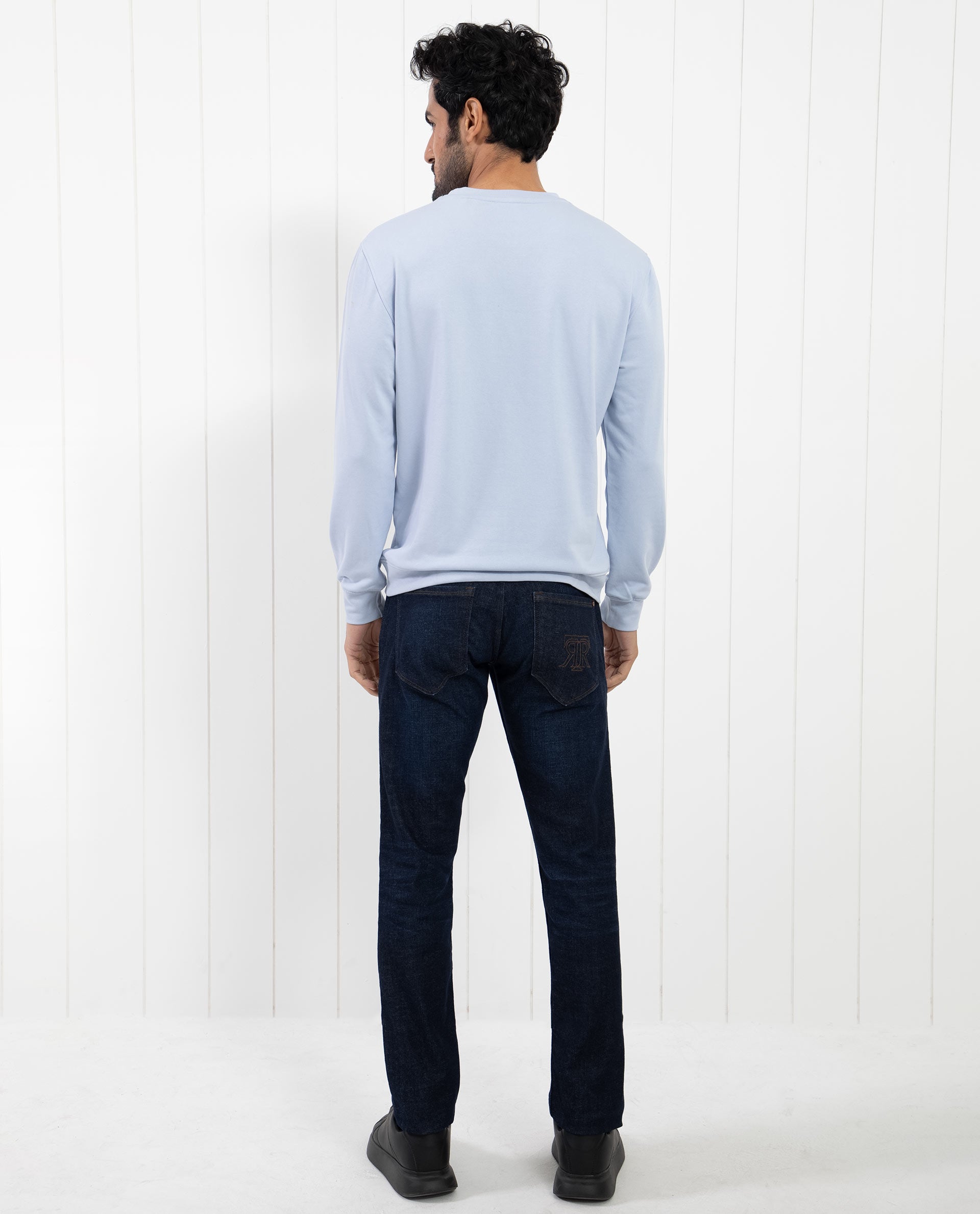 Rare Rabbit Men's Toon Light Blue Cotton Polyester Fabric Full Sleeves Graphic Signature Print Knitted Sweatshirt