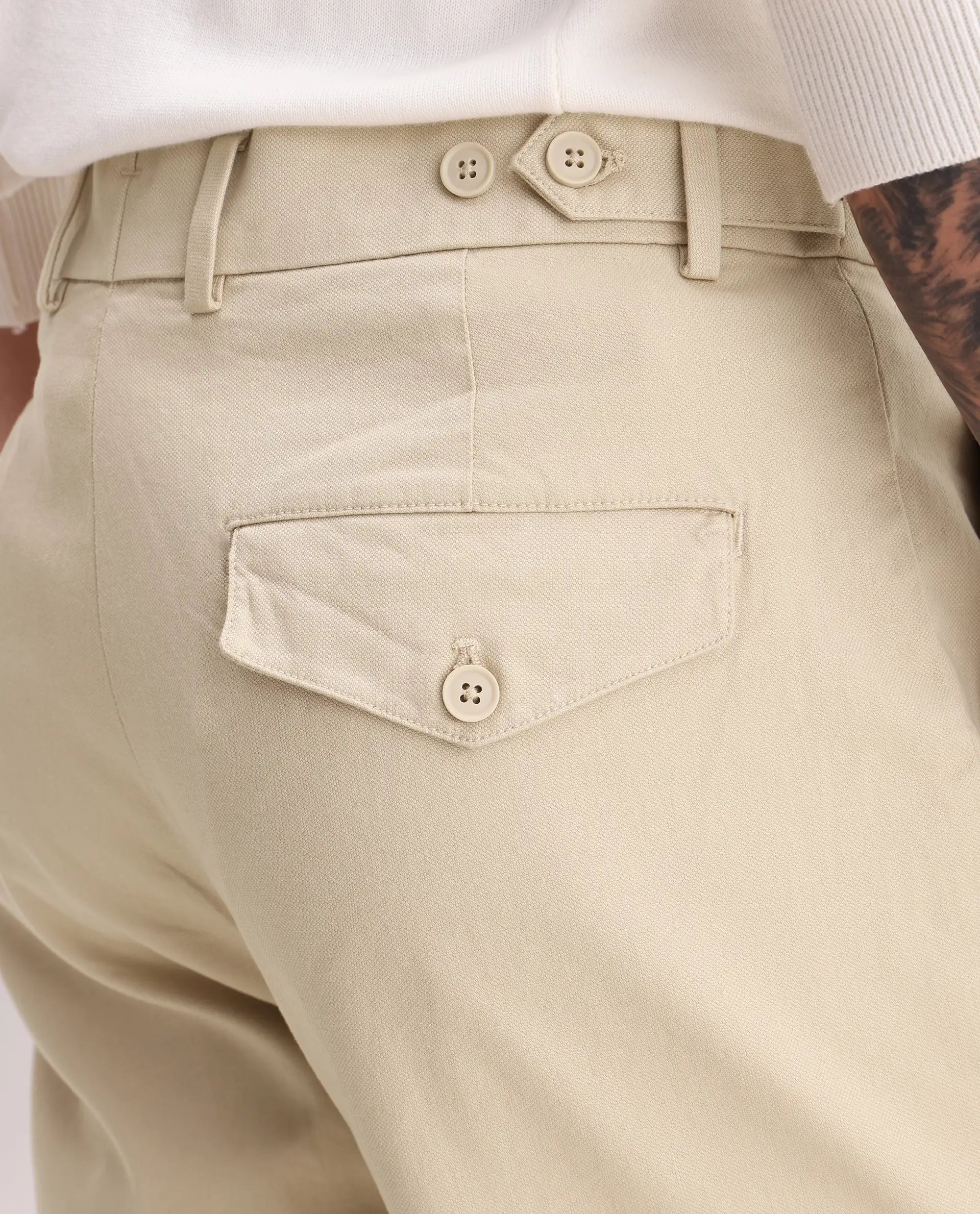 Rare Rabbit Men's Torro Beige Cotton Blend Plain Regular Fit Trouser