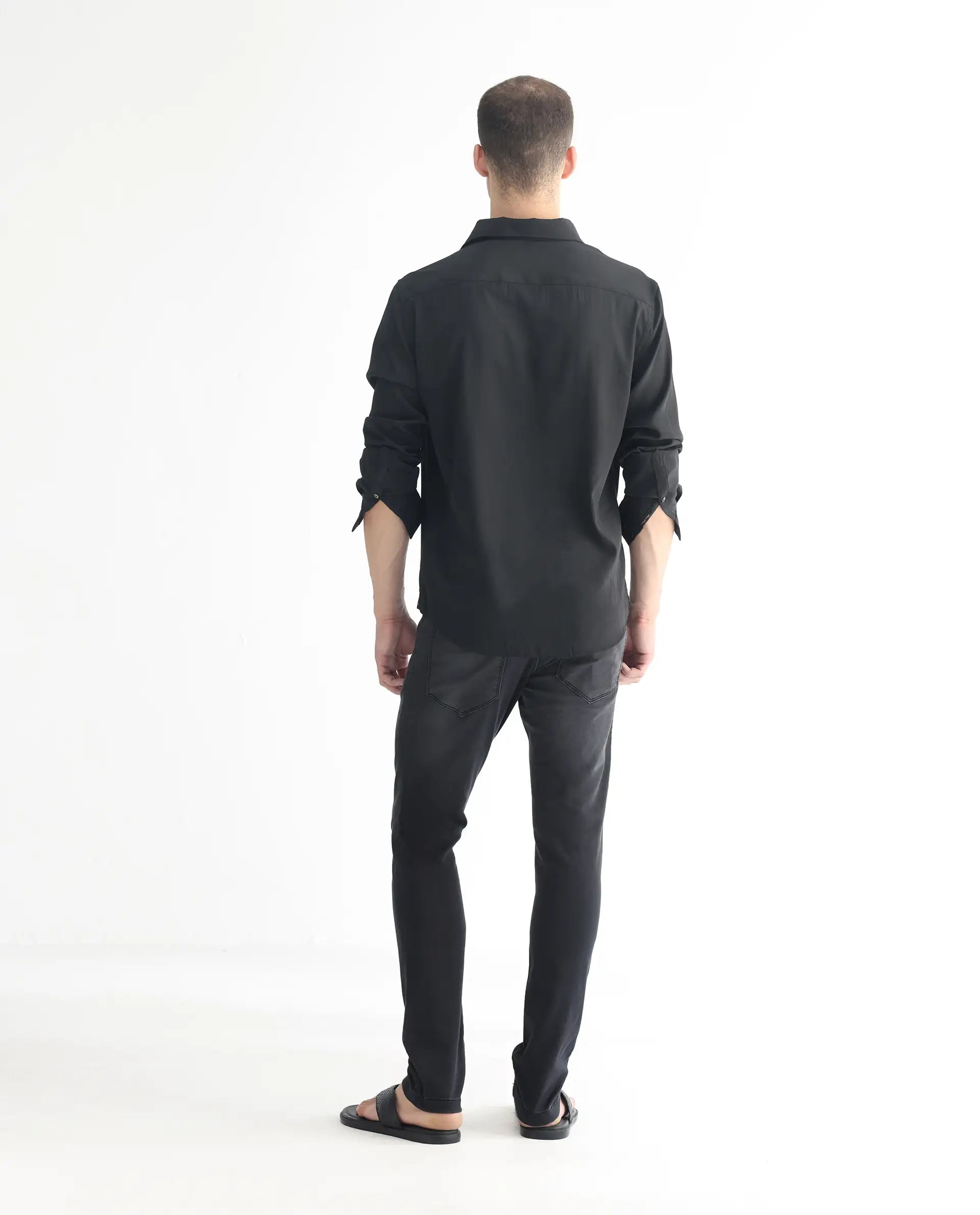 Rare Rabbit Men's Tours Black Cotton Plain Hawk Slim Fit Jeans