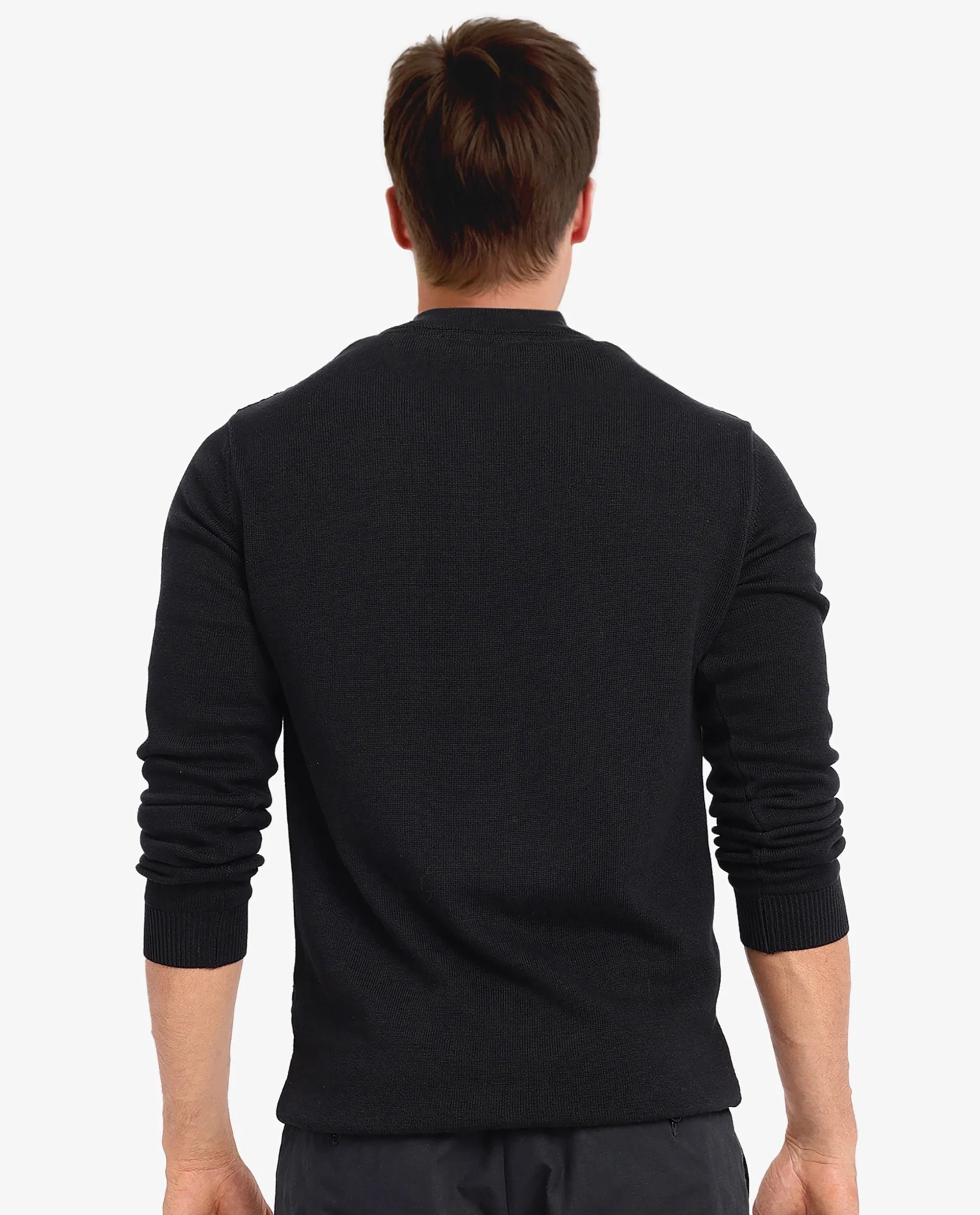 Rare Rabbit Men's Toyder Black Cotton Fabric Full Sleeve High Neck Zipper Closure Jacquard Sweater