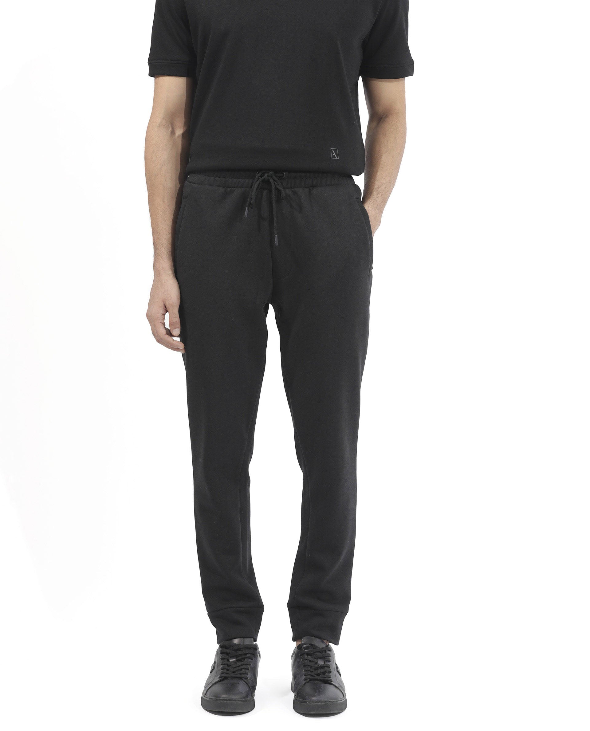 Rare Rabbit Mens Trant Black Track Pant Mid Rise Solid