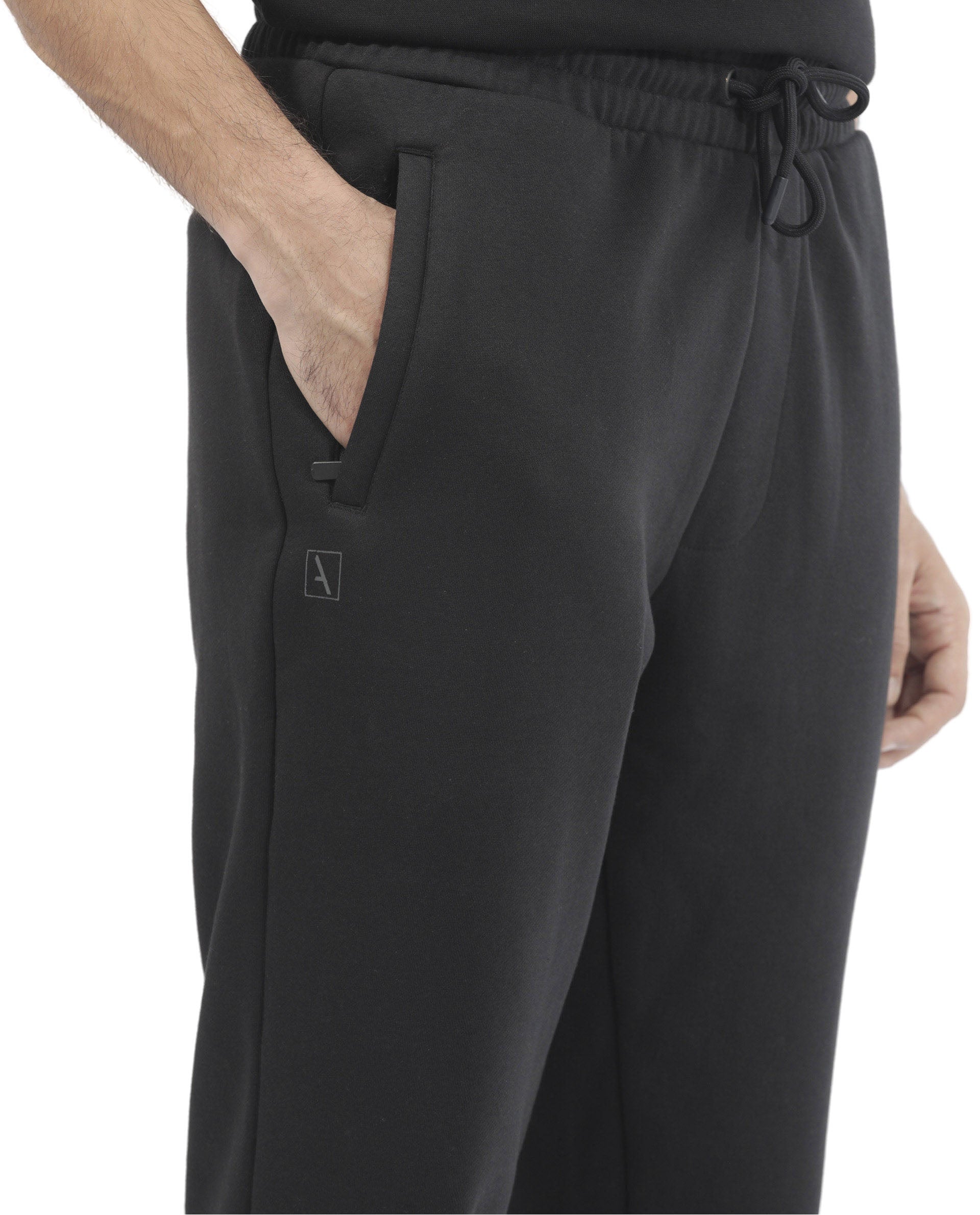 Rare Rabbit Mens Trant Black Track Pant Mid Rise Solid