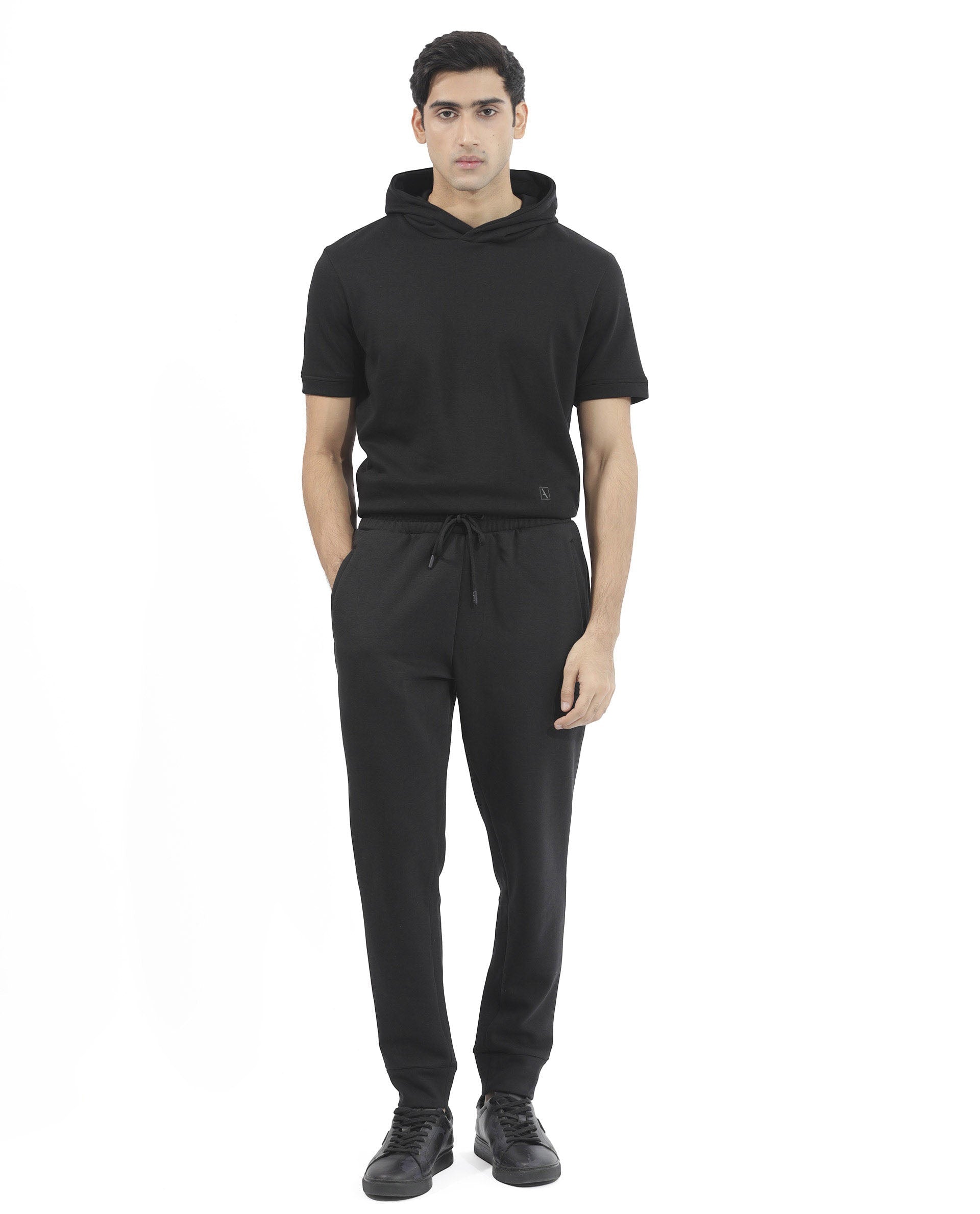 Rare Rabbit Mens Trant Black Track Pant Mid Rise Solid