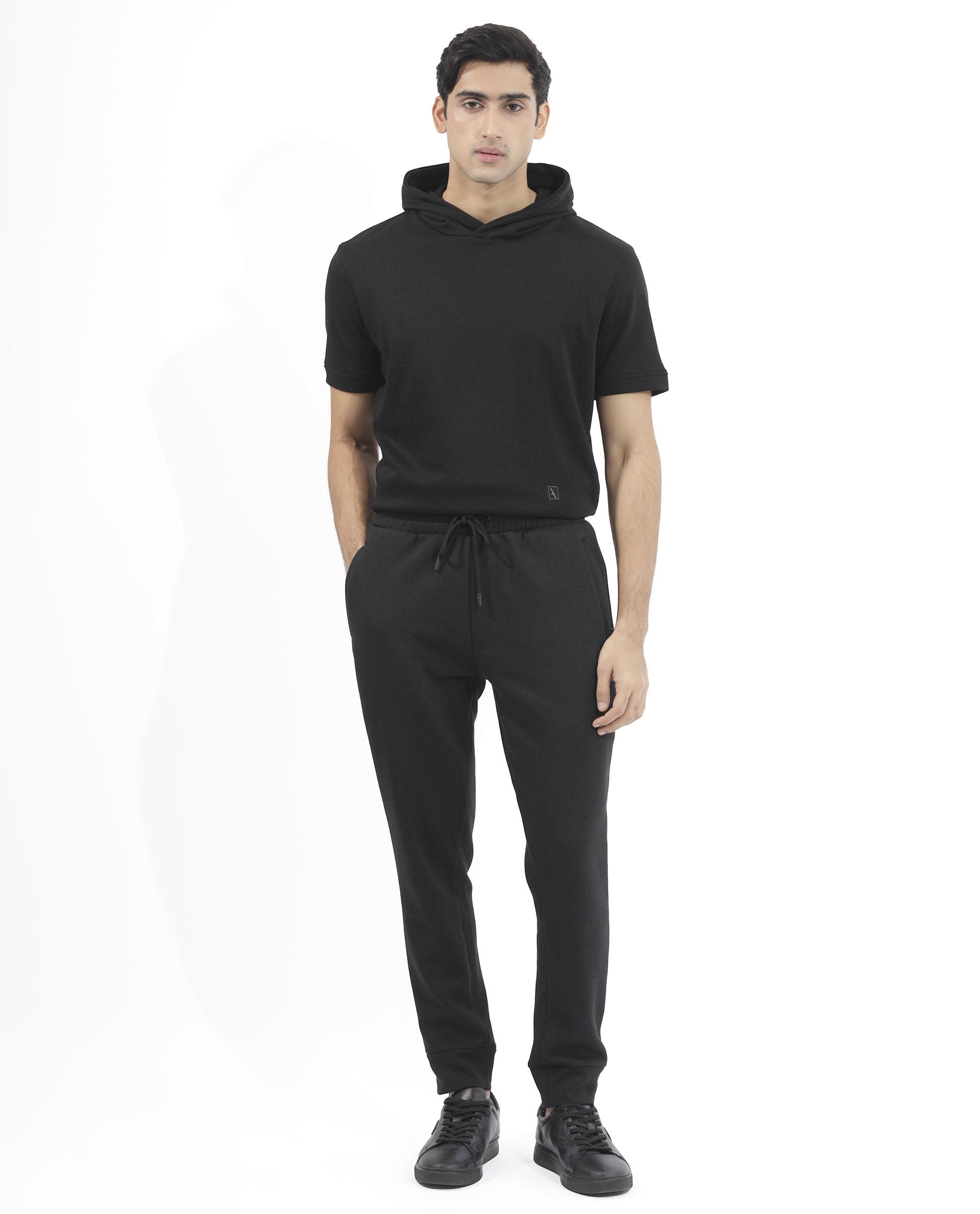 Rare Rabbit Mens Trant Black Track Pant Mid Rise Solid