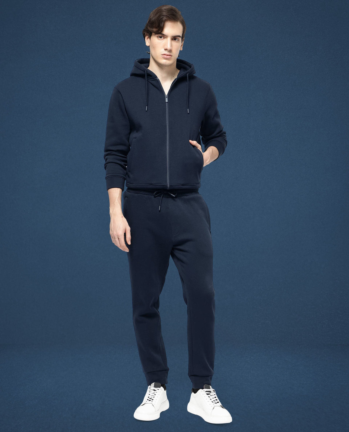 Rare Rabbit Mens Trant Navy Track Pant Mid Rise Solid