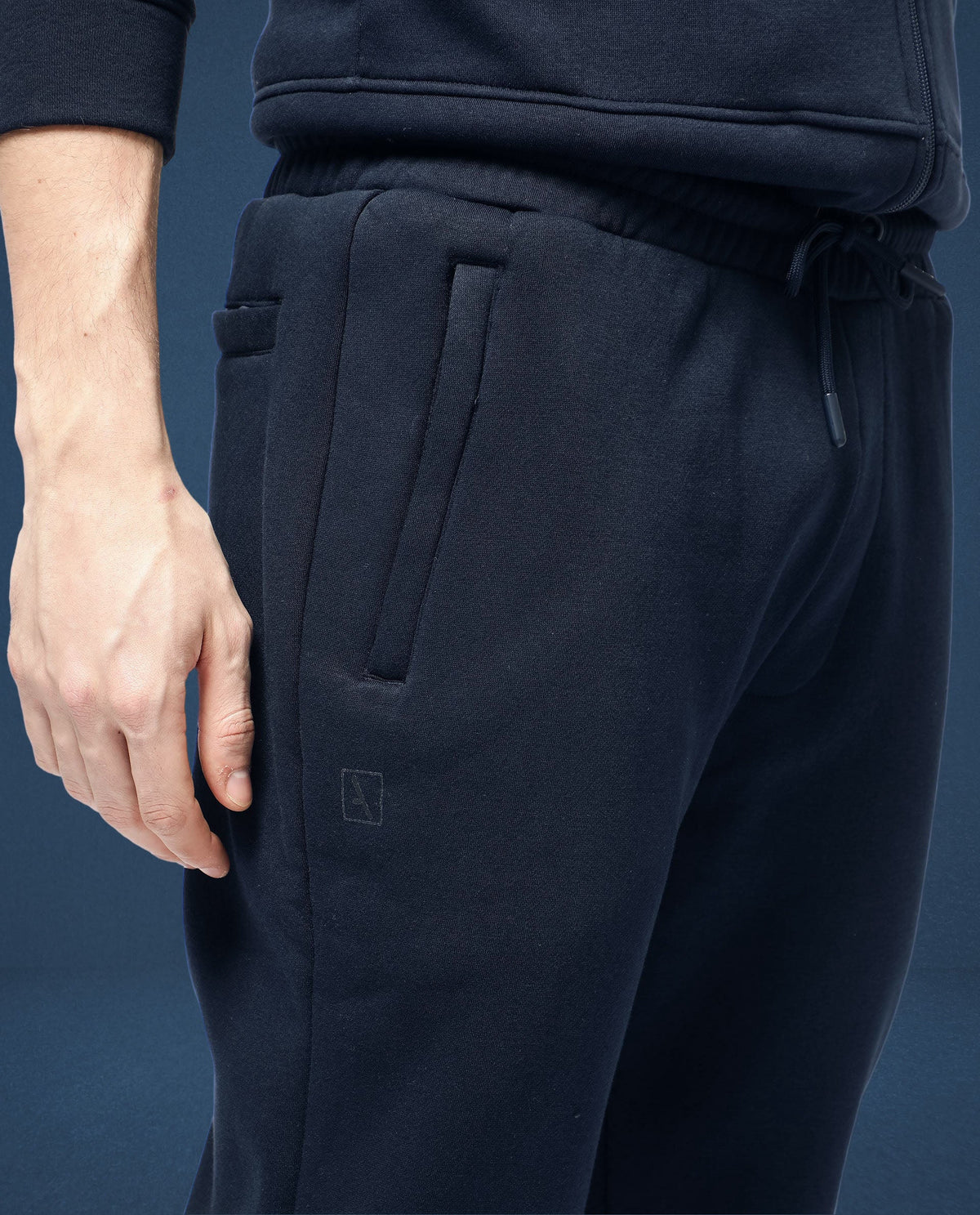 Rare Rabbit Mens Trant Navy Track Pant Mid Rise Solid