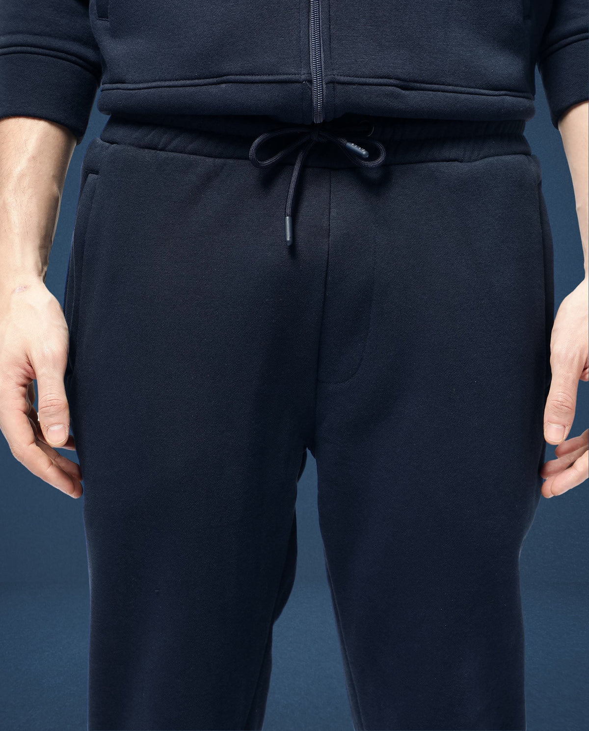 Rare Rabbit Mens Trant Navy Track Pant Mid Rise Solid