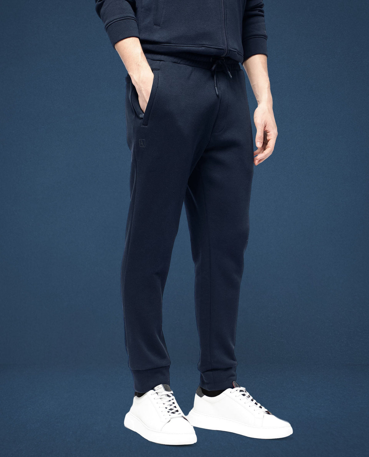 Rare Rabbit Mens Trant Navy Track Pant Mid Rise Solid