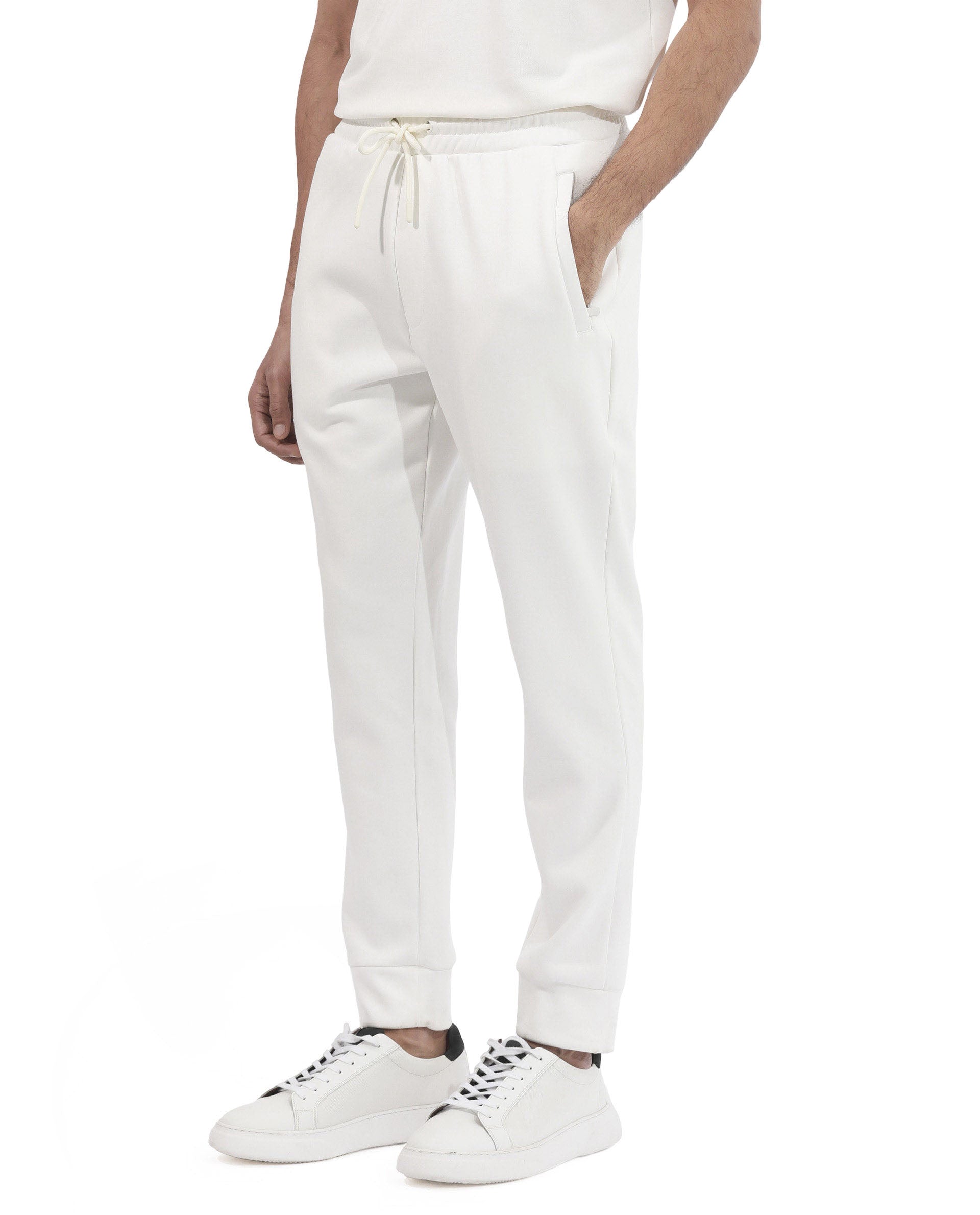 Rare Rabbit Mens Trant Off White Track Pant Mid Rise Solid