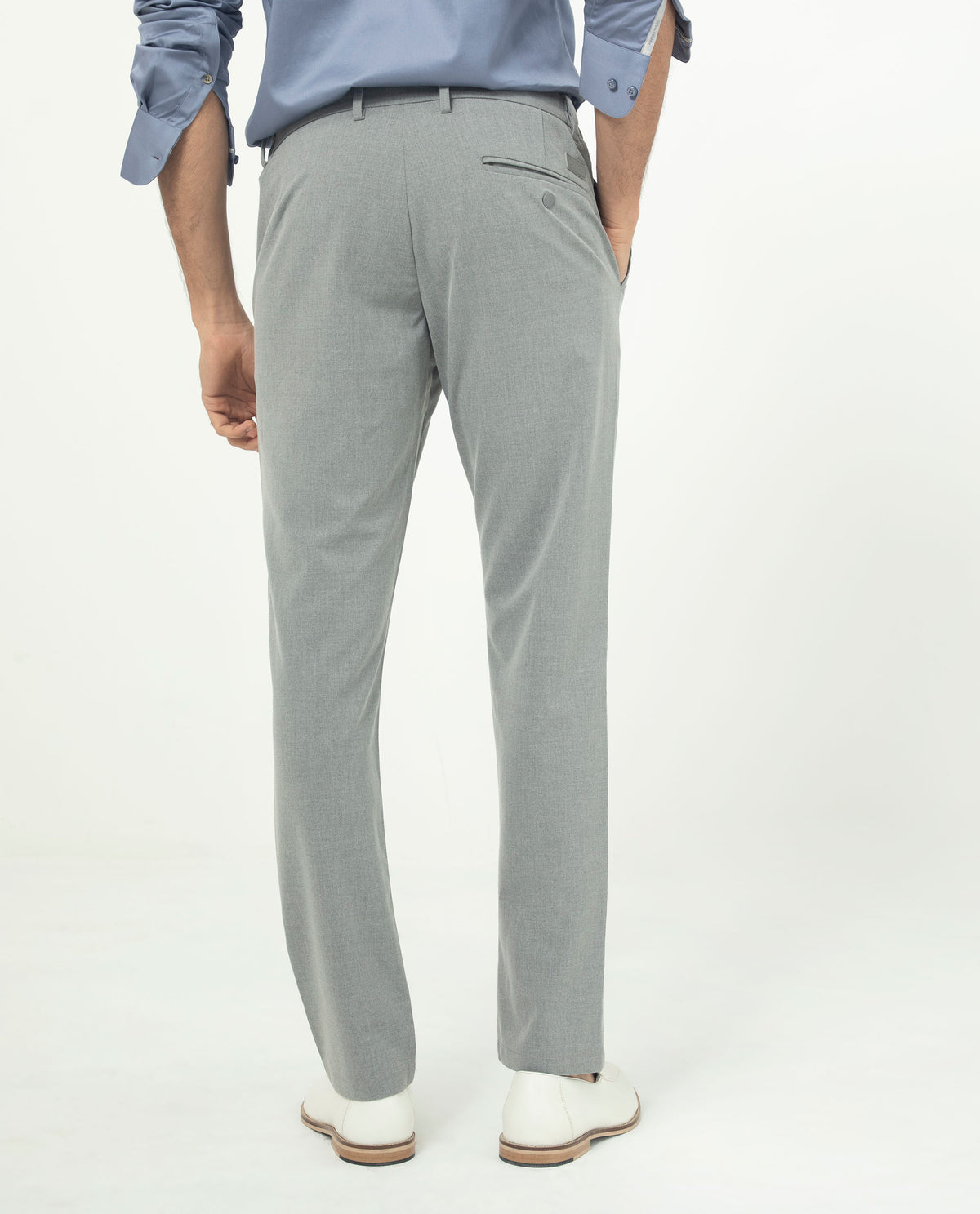 Rare Rabbit Men's Travellers Dusky Grey Solid Mid-Rise Regular Fit Trouser