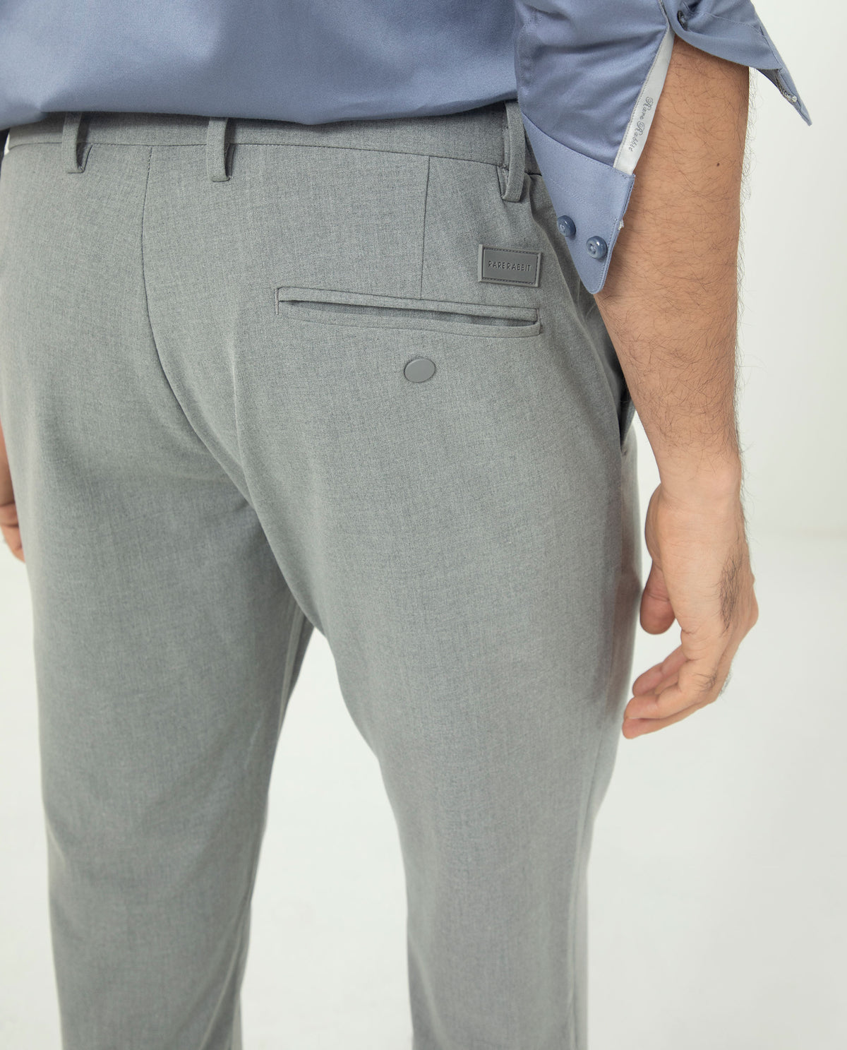 Rare Rabbit Men's Travellers Dusky Grey Solid Mid-Rise Regular Fit Trouser