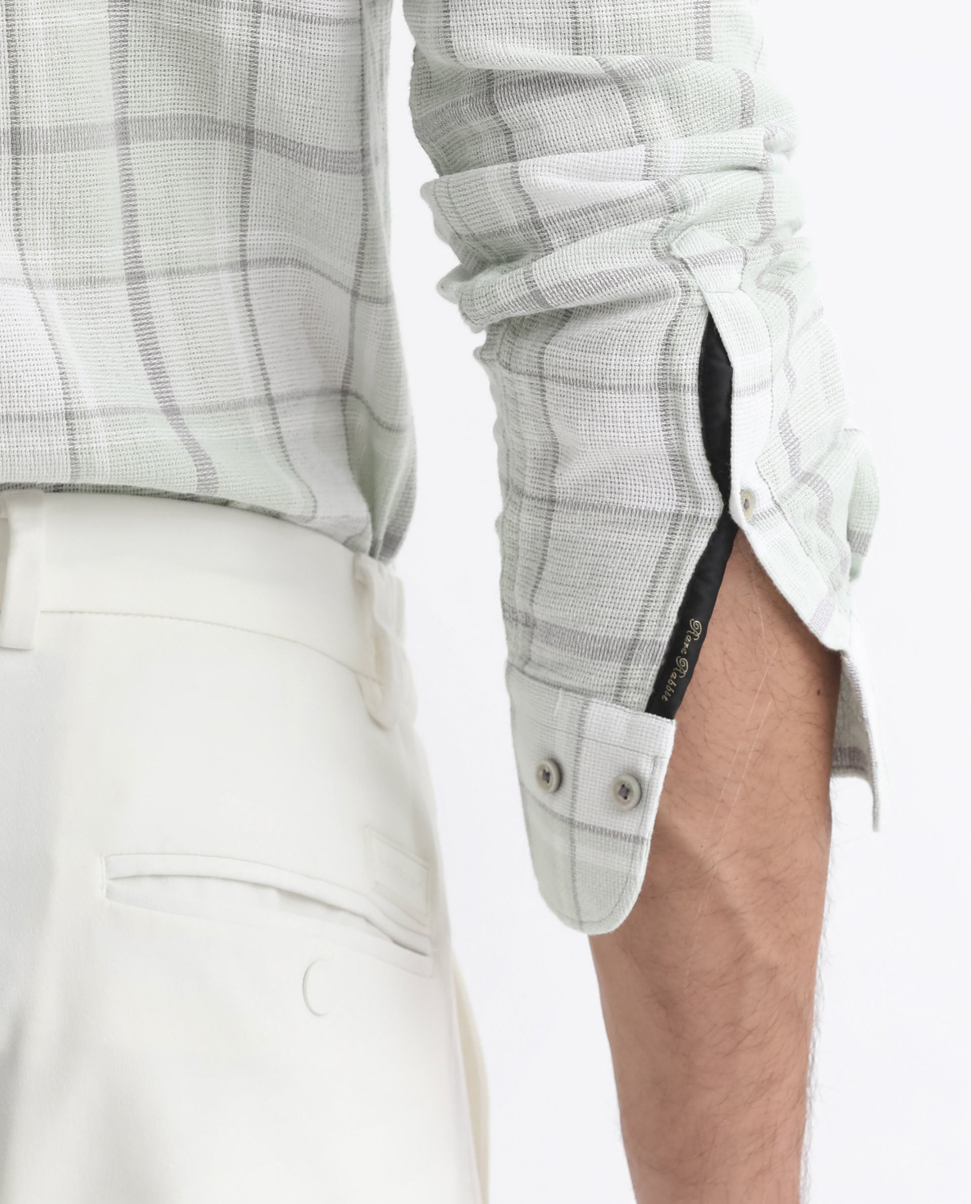 Rare Rabbit Men's Tropea Light Green Cotton Fabric Full Sleeves Checks Shirt