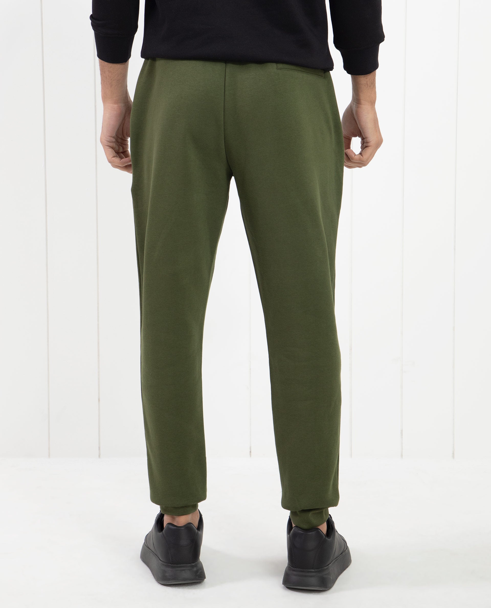 Rare Rabbit Mens Tyrone Olive Cotton Polyester Fabric Drawstring Closure Regular Fit Mid Rise Trackpant