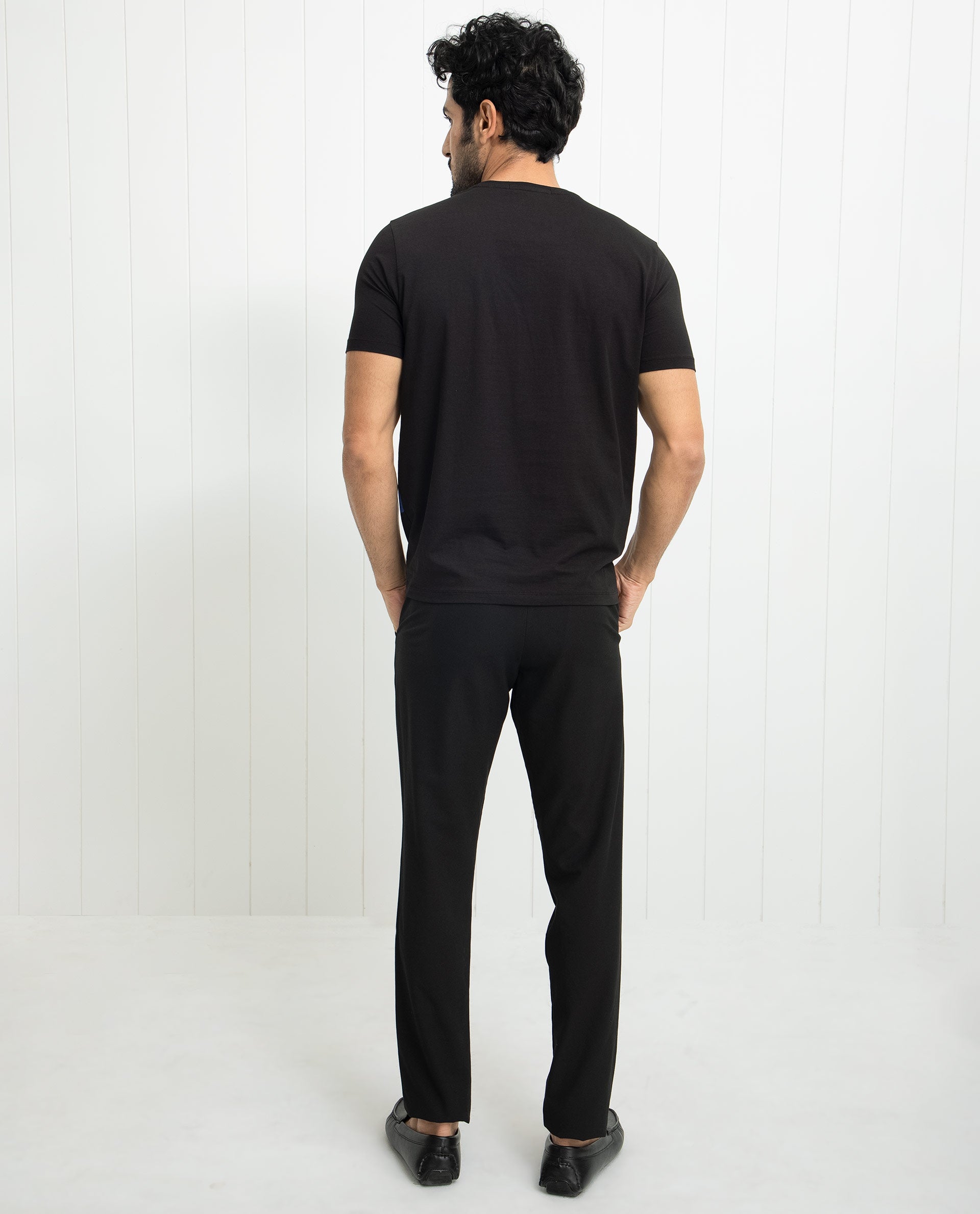 Rare Rabbit Men's Univ Black Crew Neck Half Sleeves Regular Fit Placement Polka Print T-Shirt