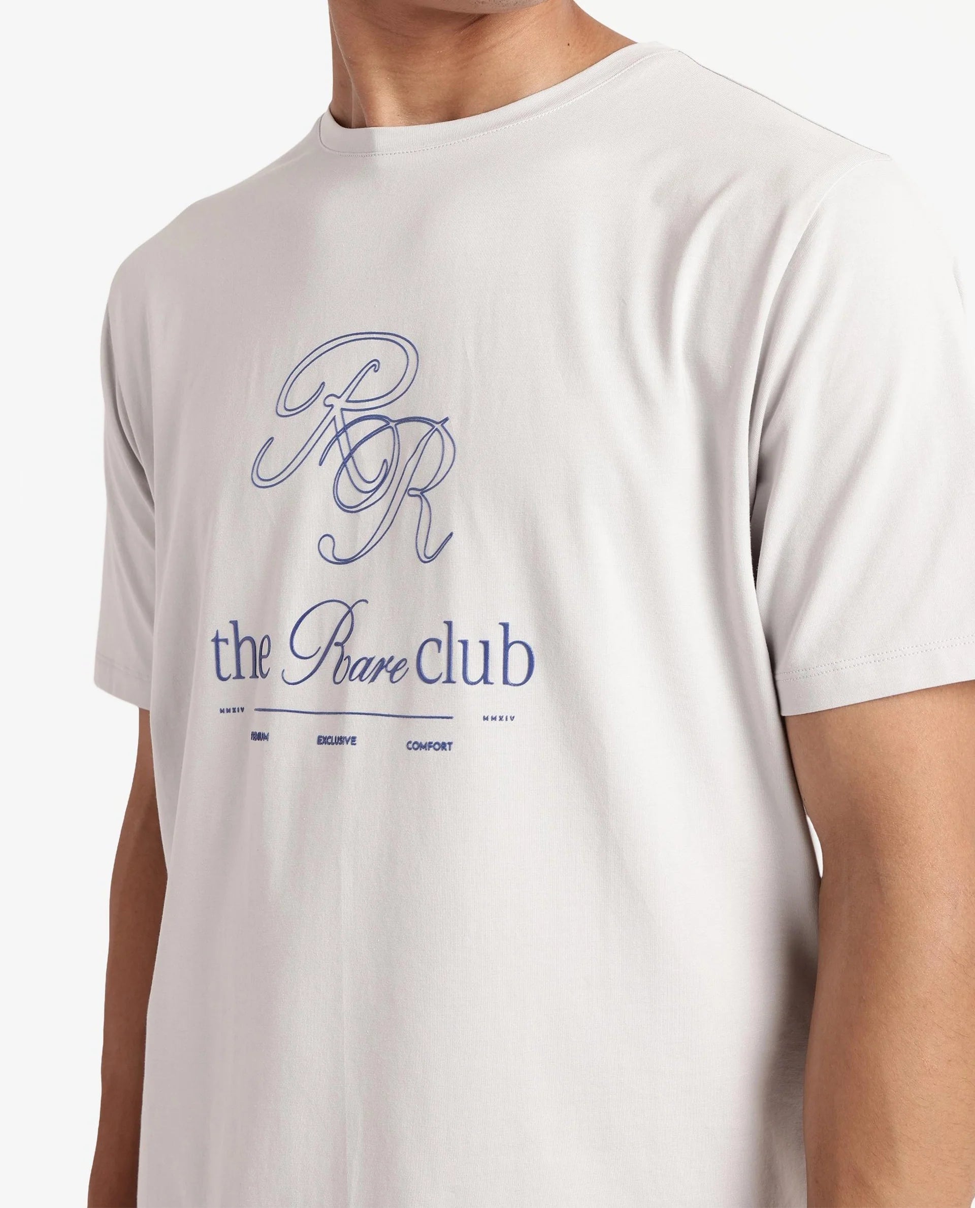 Rare Rabbit Men Vin Dusky Grey Cotton Lycra Fabric Short Sleeve Crew Neck Regular Fit HD Print T-Shirt