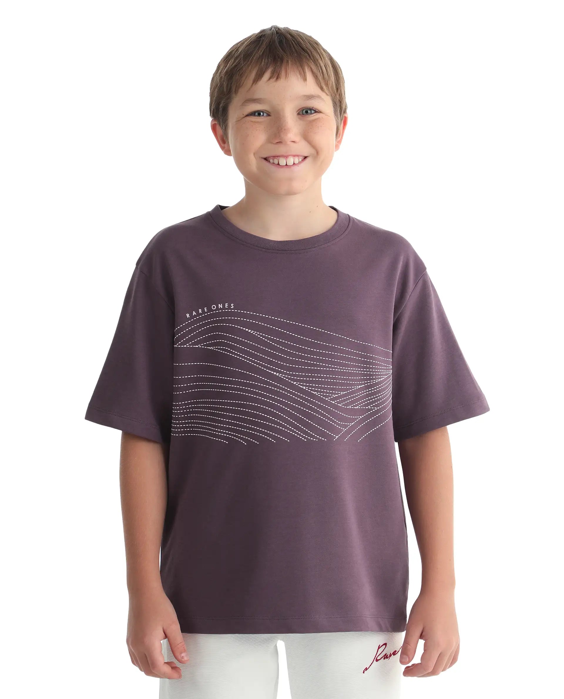 Rare Ones Kids Vint-K Dusky Pink Cotton Solid Slip-On Regular Fit T-Shirt