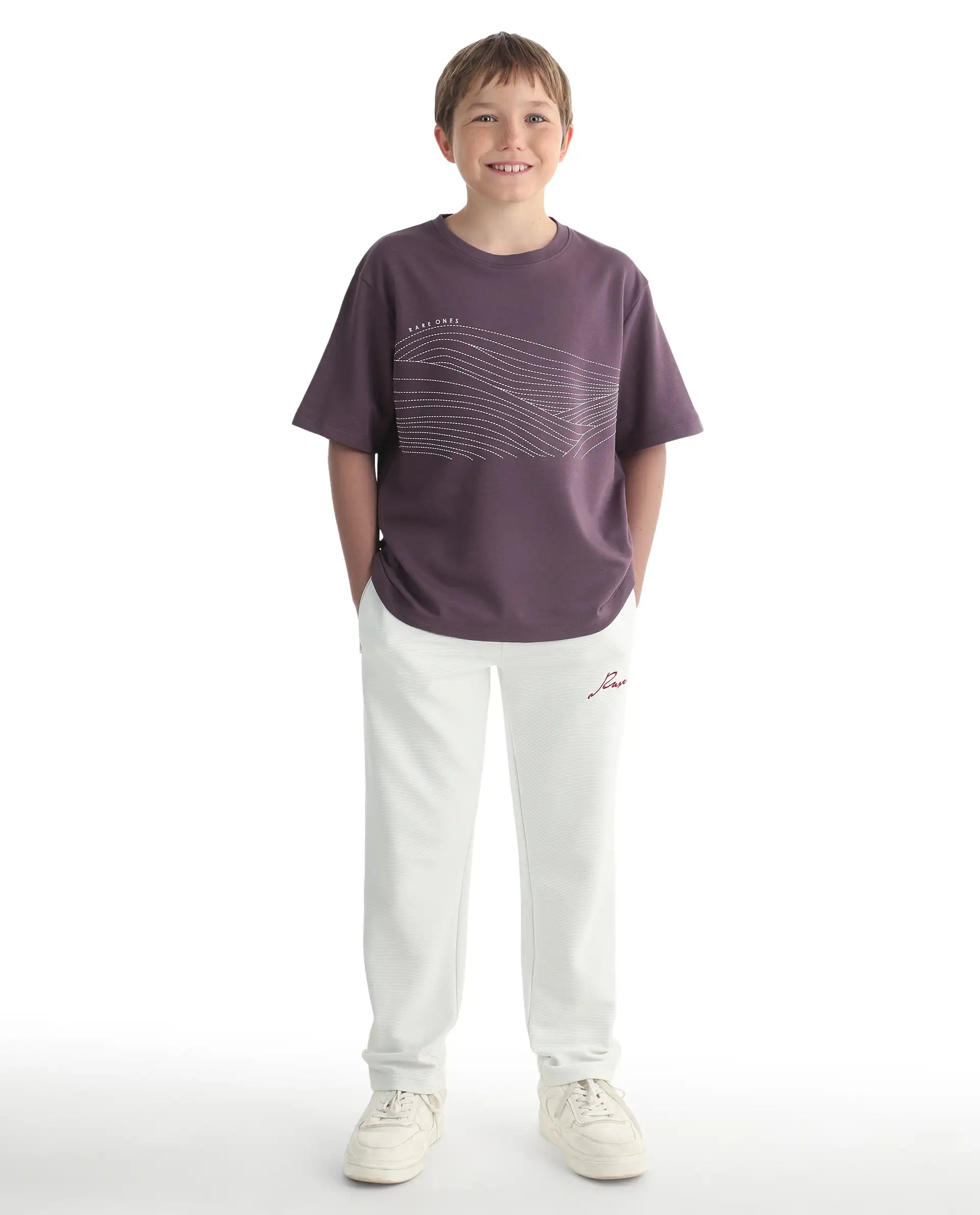 Rare Ones Kids Vint-K Dusky Pink Cotton Solid Slip-On Regular Fit T-Shirt