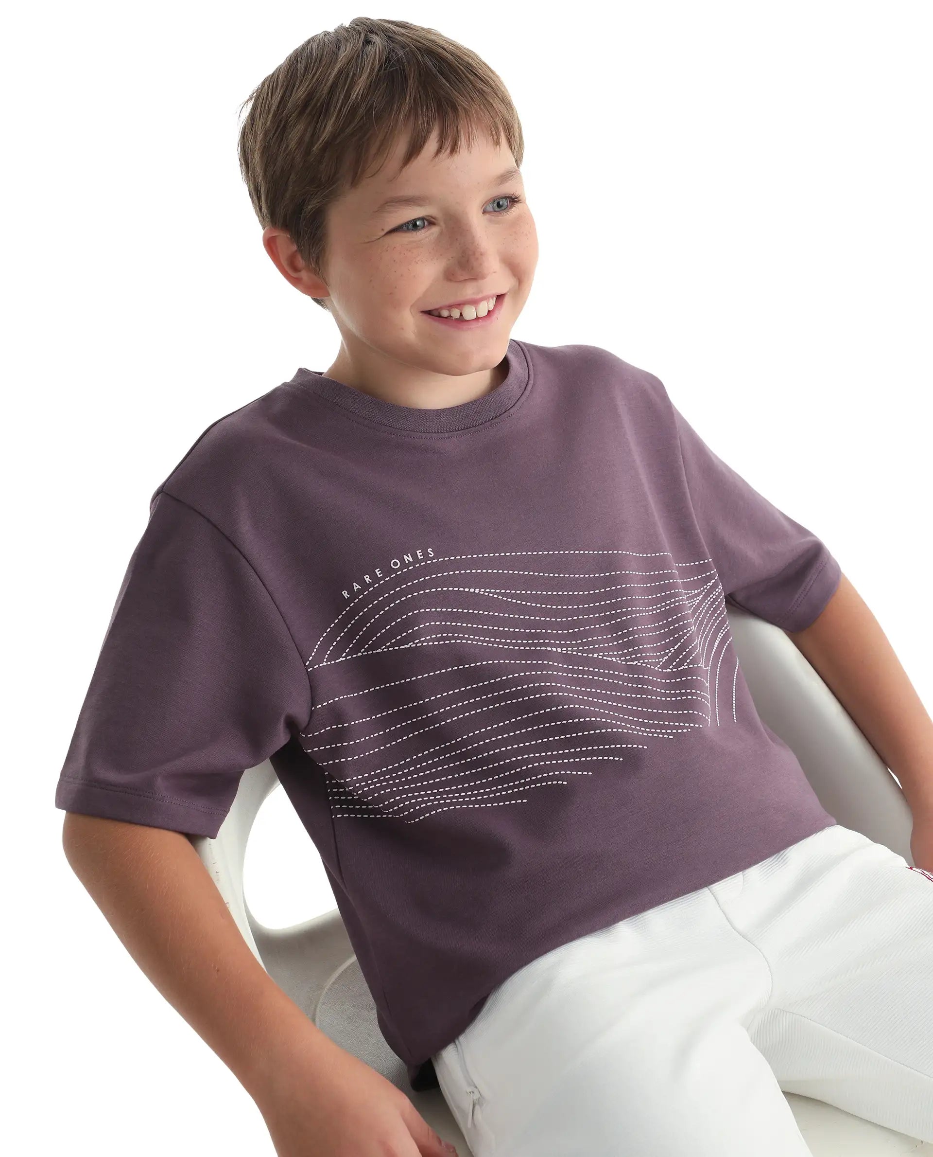 Rare Ones Kids Vint-K Dusky Pink Cotton Solid Slip-On Regular Fit T-Shirt