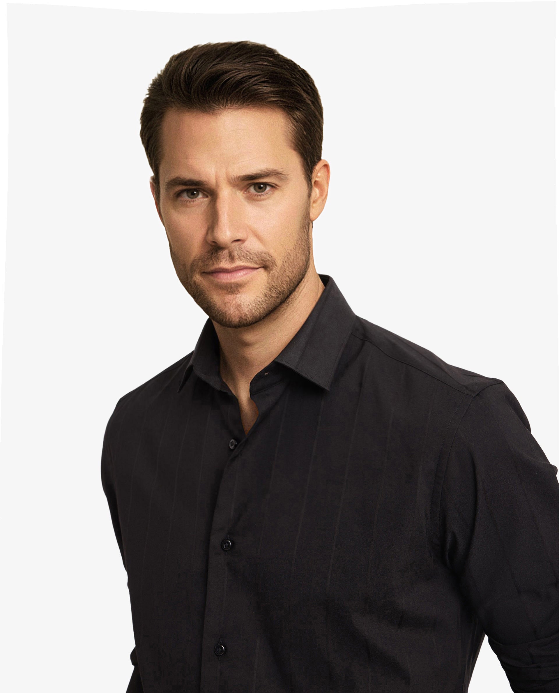 Rare Rabbit Men Vista-1 Black Cotton Polyester Lycra Fabric Full Sleeve Regular Collar Self Stripe Dobby Shirt