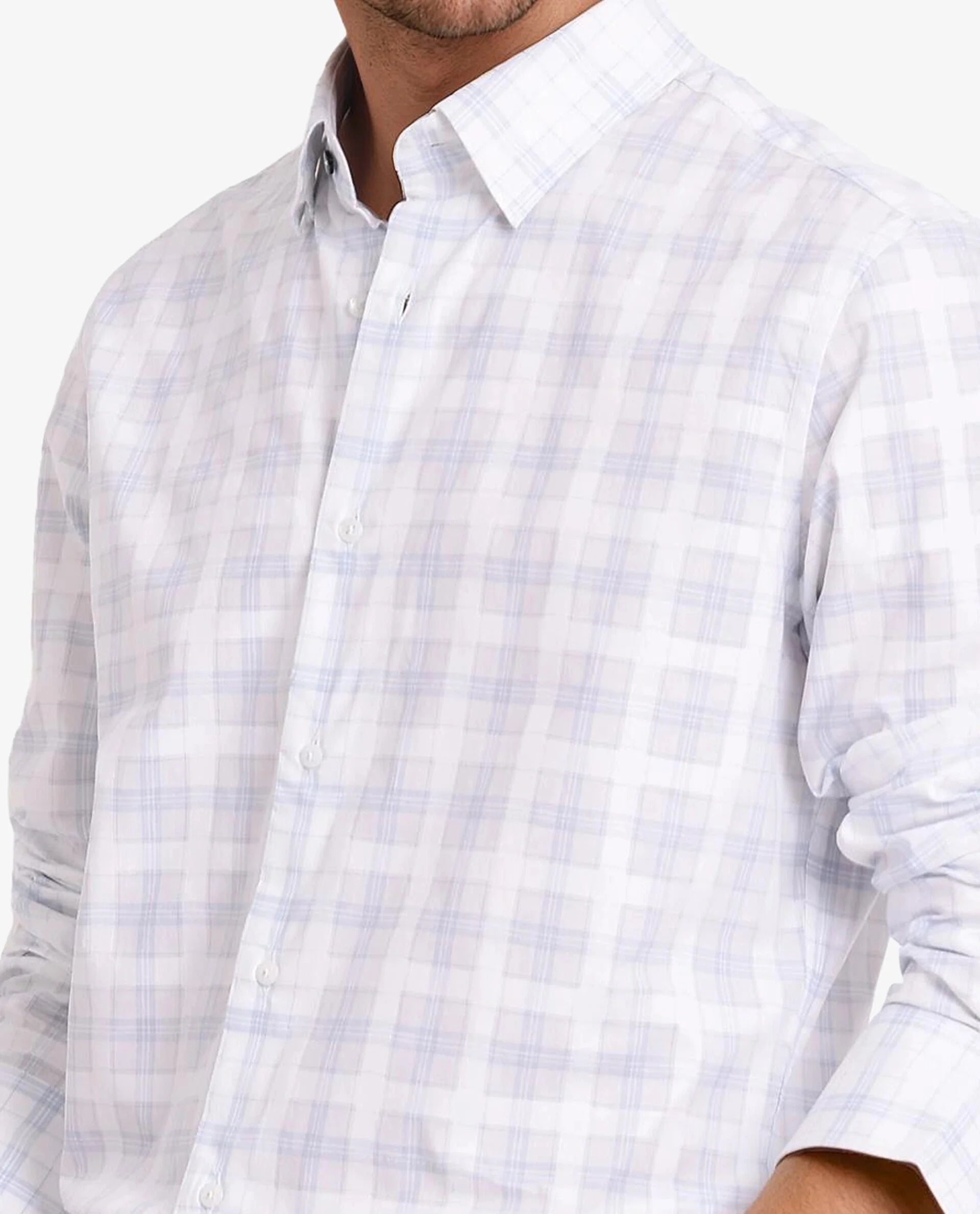 Rare Rabbit Men Vory White Cotton Fabric Full Sleeve Regular Collar Button Closure Regular Fit Checks Shirt