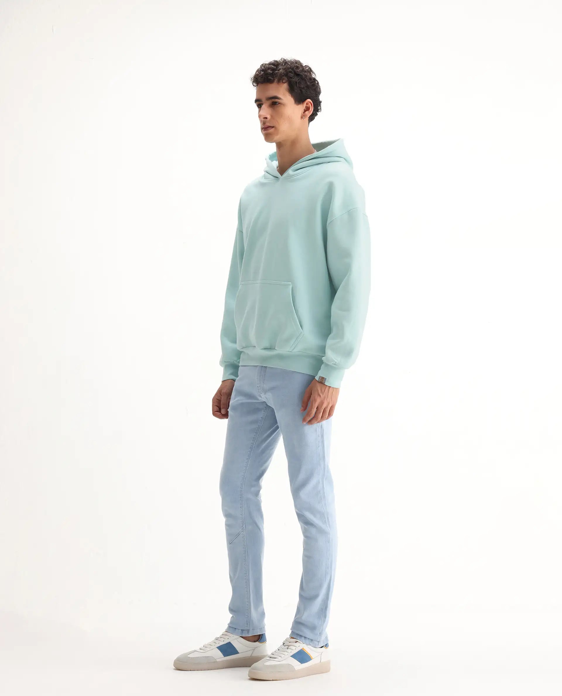 Rare Rabbit Men's Will Light Blue Cotton Plain Hawk Slim Fit Jeans