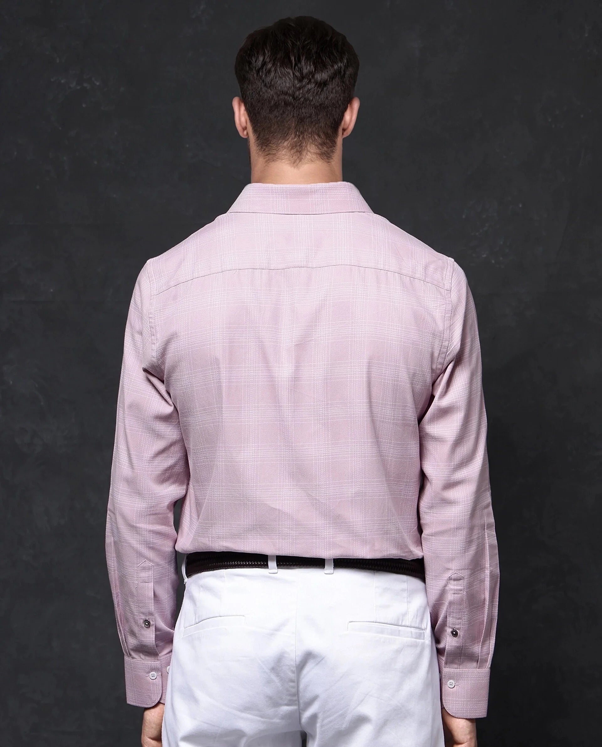 Rare Rabbit Men Zana Pink Cotton Fabric Full Sleeve Regular Fit Cavalry Twill Checks Shirt