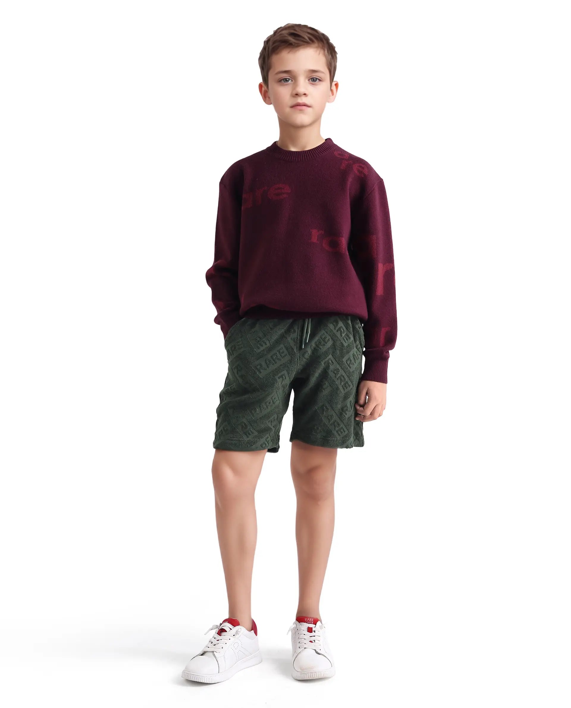 Rare Ones Kids Zilo-B Olive Cotton All Over Print Drawstring Closure Regular Fit Shorts