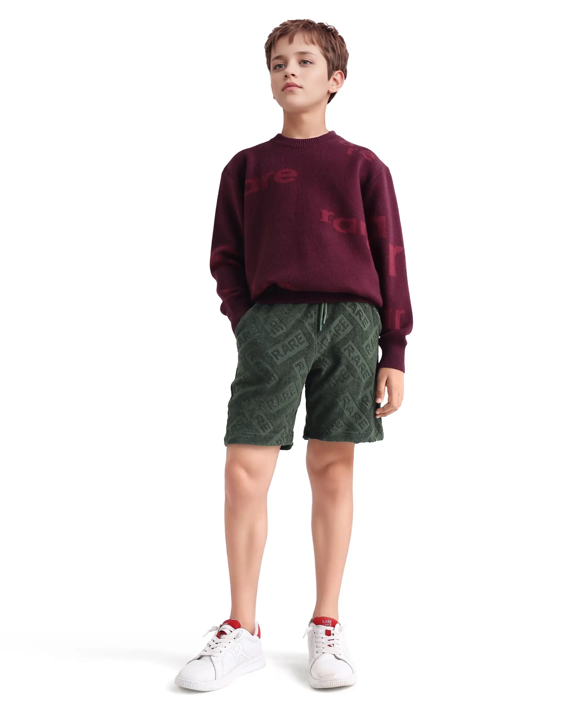 Rare Ones Kids Zilo-B Olive Cotton All Over Print Drawstring Closure Regular Fit Shorts