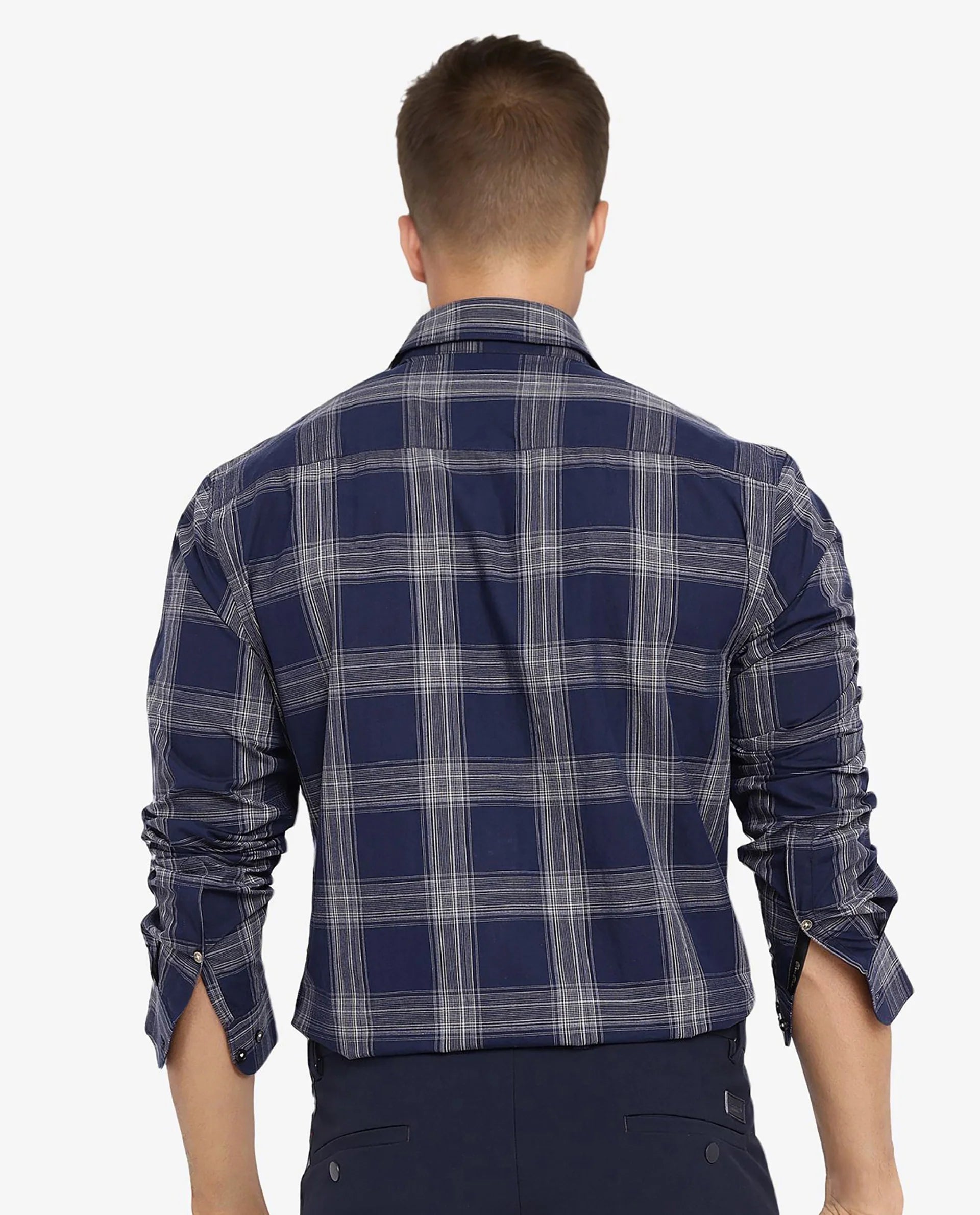 Rare Rabbit Men Zinga Navy Cotton Fabric Full Sleeve Regular Fit Checks Shirt