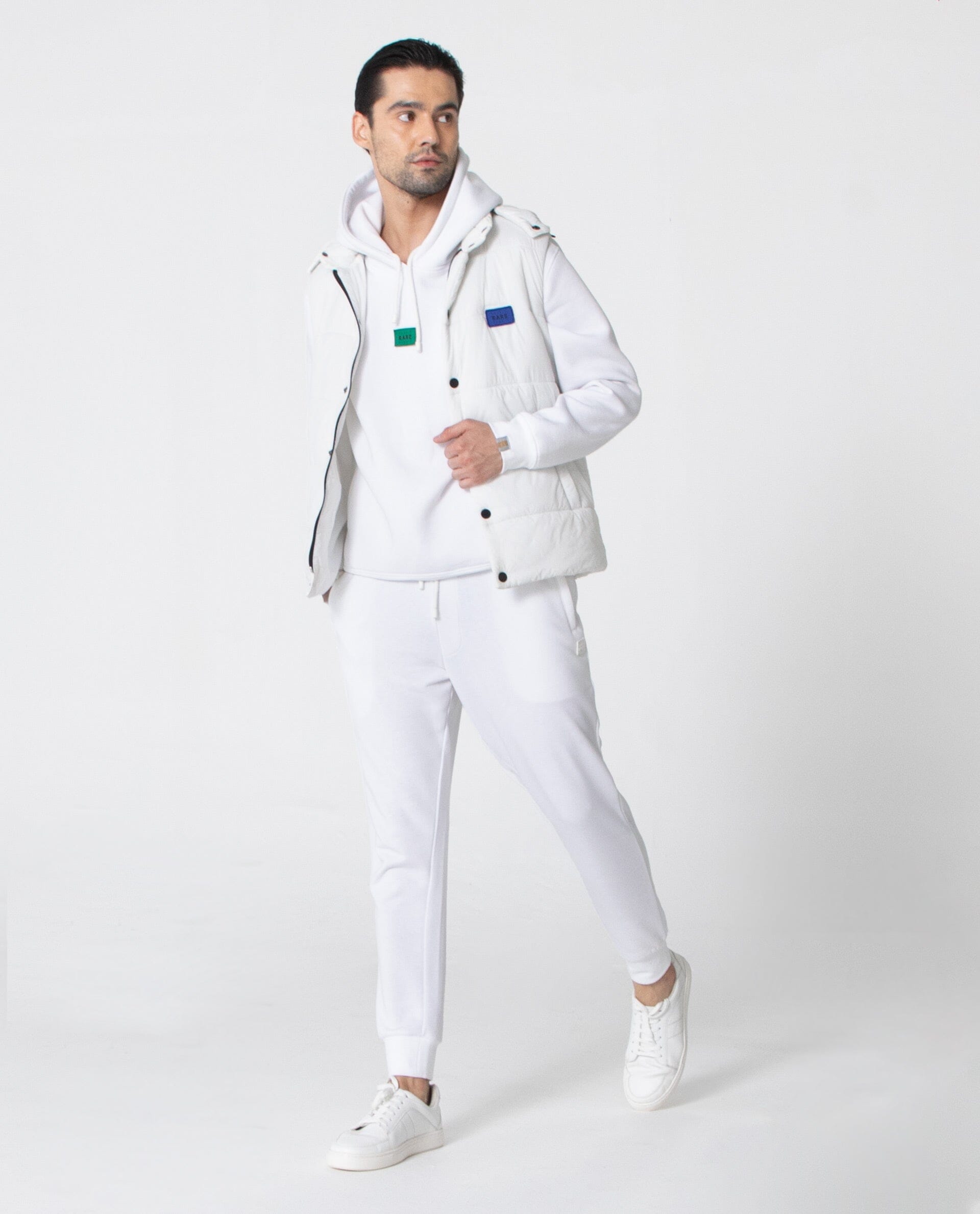 Rare Rabbit Men's Titan White Slim Fit Mid Rise Knitted Track Pant