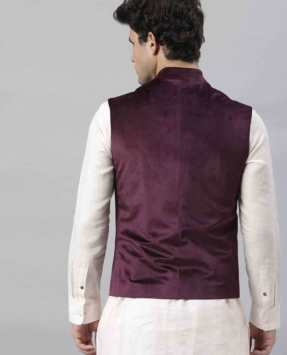 RARE RABBIT ERTON PRIMARY MAROON BANDHGALA POLYESTER FABRIC SLEEVELESS BROAD COLLAR SLIM FIT