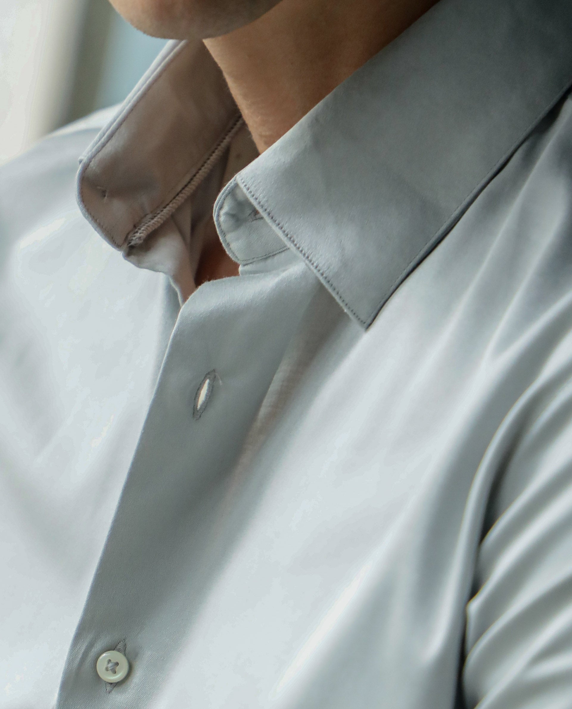 Rare Rabbit Men's Como Grey Satin Fabric Button Down Collar Full Sleeves Solid Formal Shirt