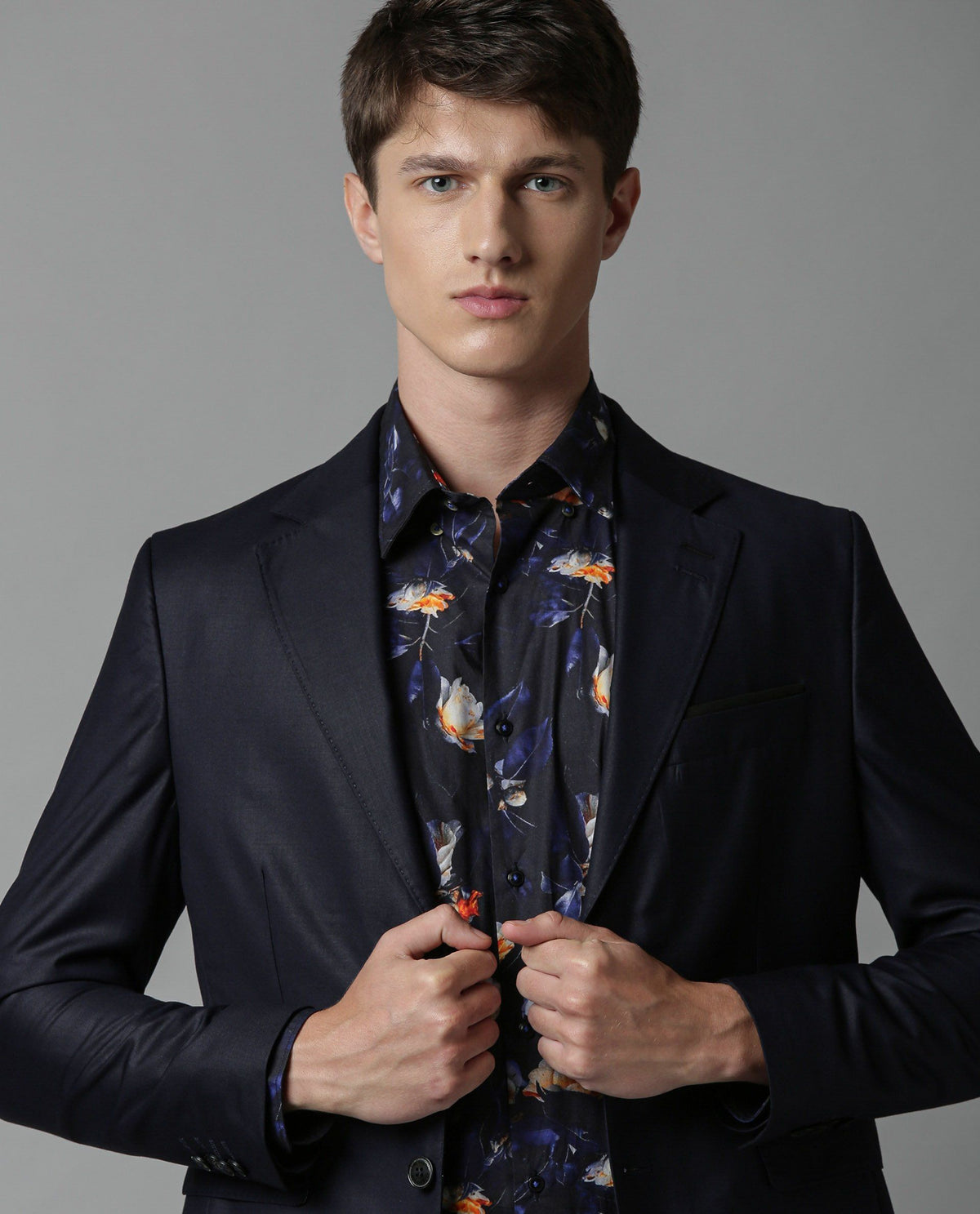 RARE RABBIT MEN'S RADIANT NAVY BLAZER FULL SLEEVES SOLID SLIM FIT