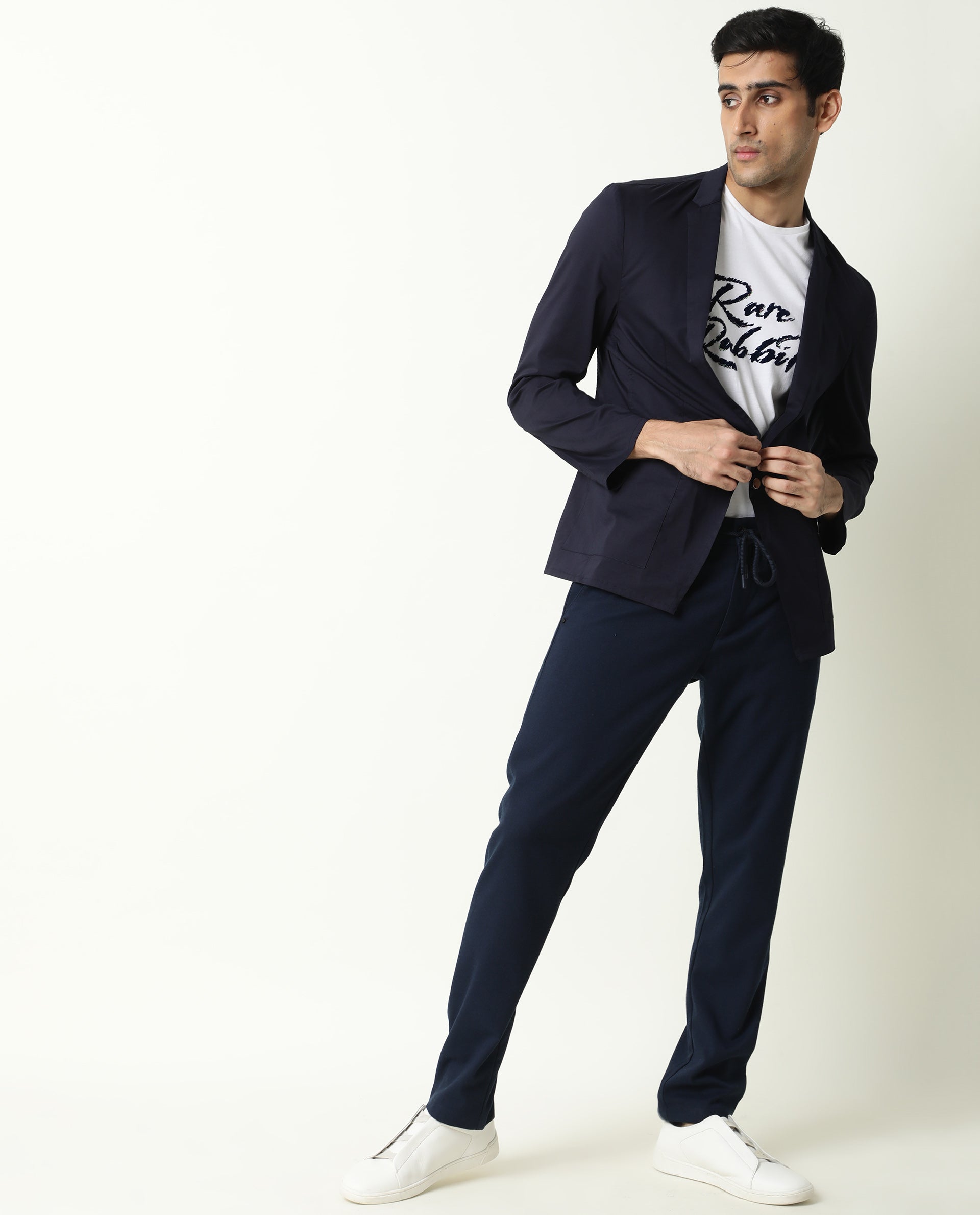 Rare Rabbit Men's Glaze Navy Plain Lightweight Blazer/Jacket