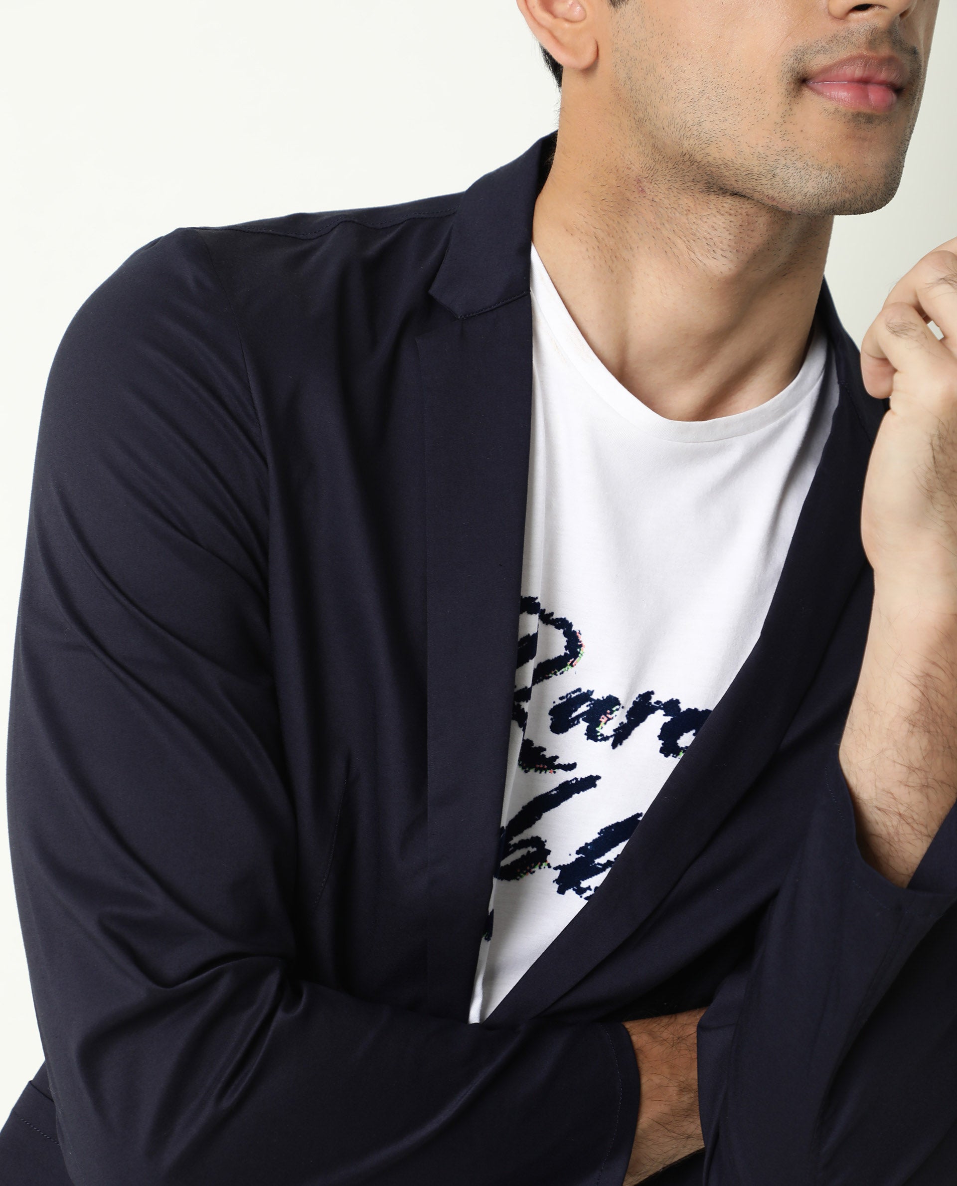 Rare Rabbit Men's Glaze Navy Plain Lightweight Blazer/Jacket