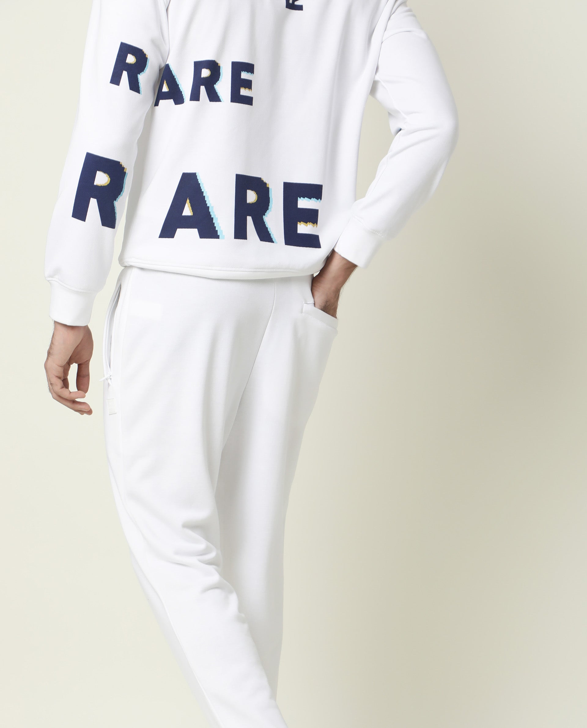 Rare Rabbit Men's Clovis White Cotton Polyester Fabric Full Sleeves Graphic Statement Print Sweatshirt