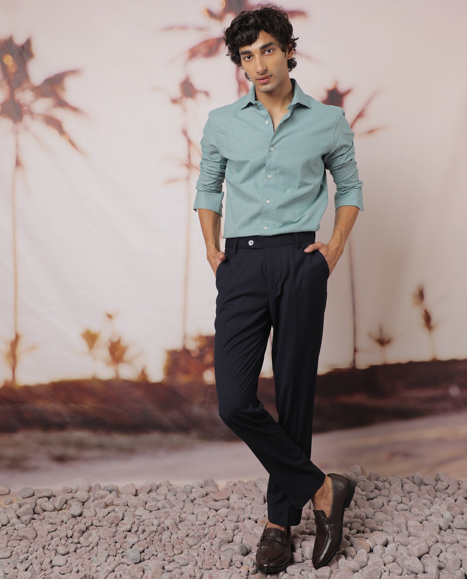 Rare Rabbit Men's Kings Green Cotton Fabric Full Sleeves Check Shirt