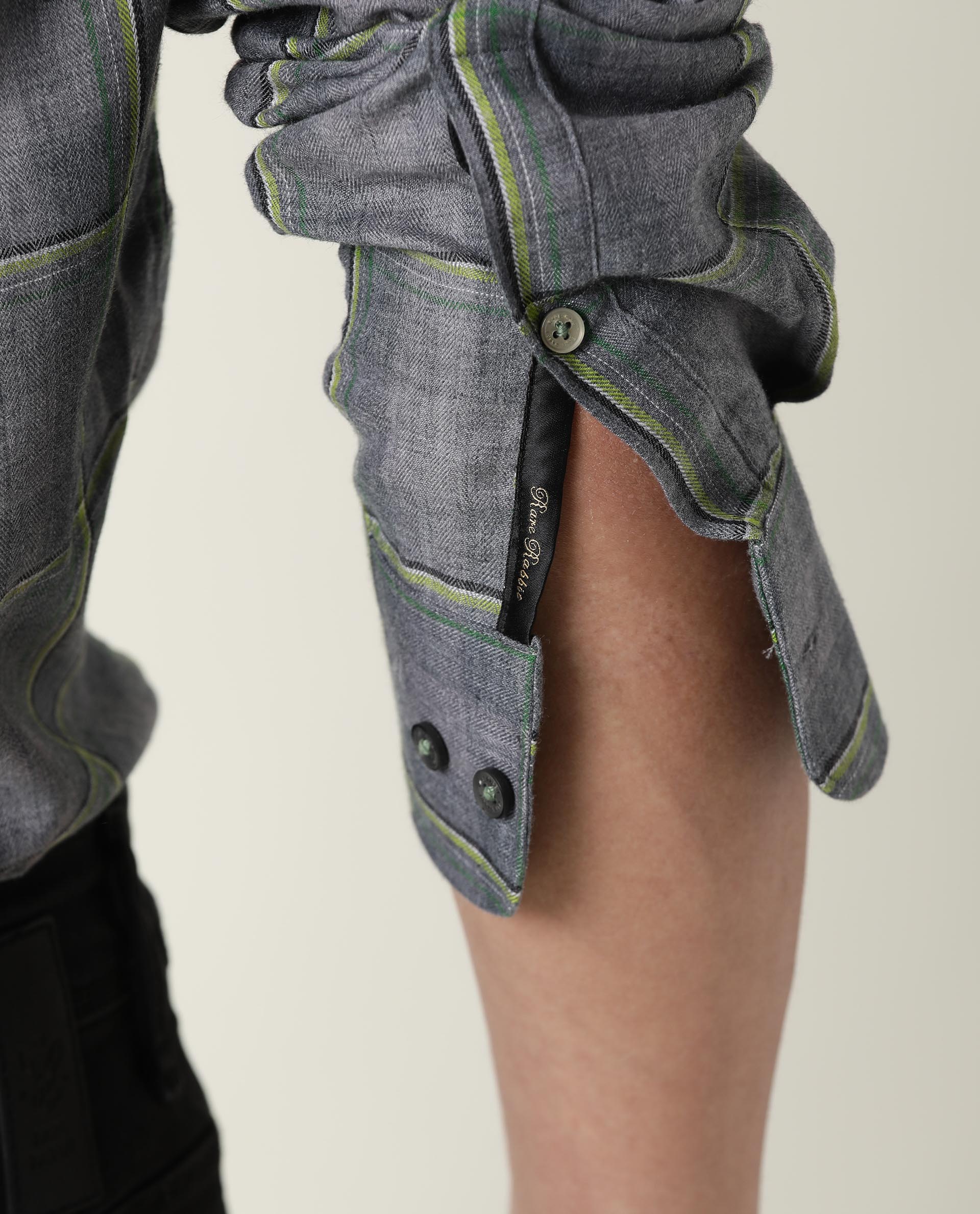 RARE RABBIT MENS TISSE GREY SHIRT POLYCOTTON FABRIC SLIM FIT COLLAR COLLAR Full Sleeve