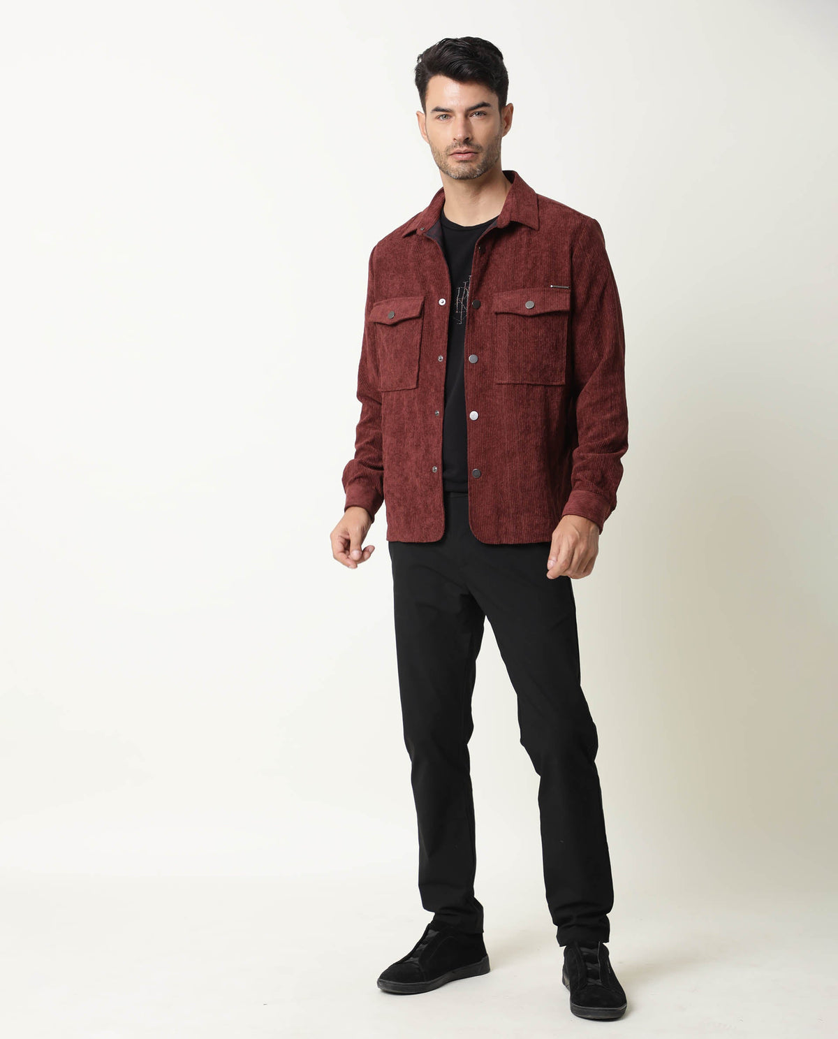 Rare Rabbit Men'S Nelli Maroon Jacket Polyester Fabric Collared Neck Full Sleeves Zipper Closure Slim Fit