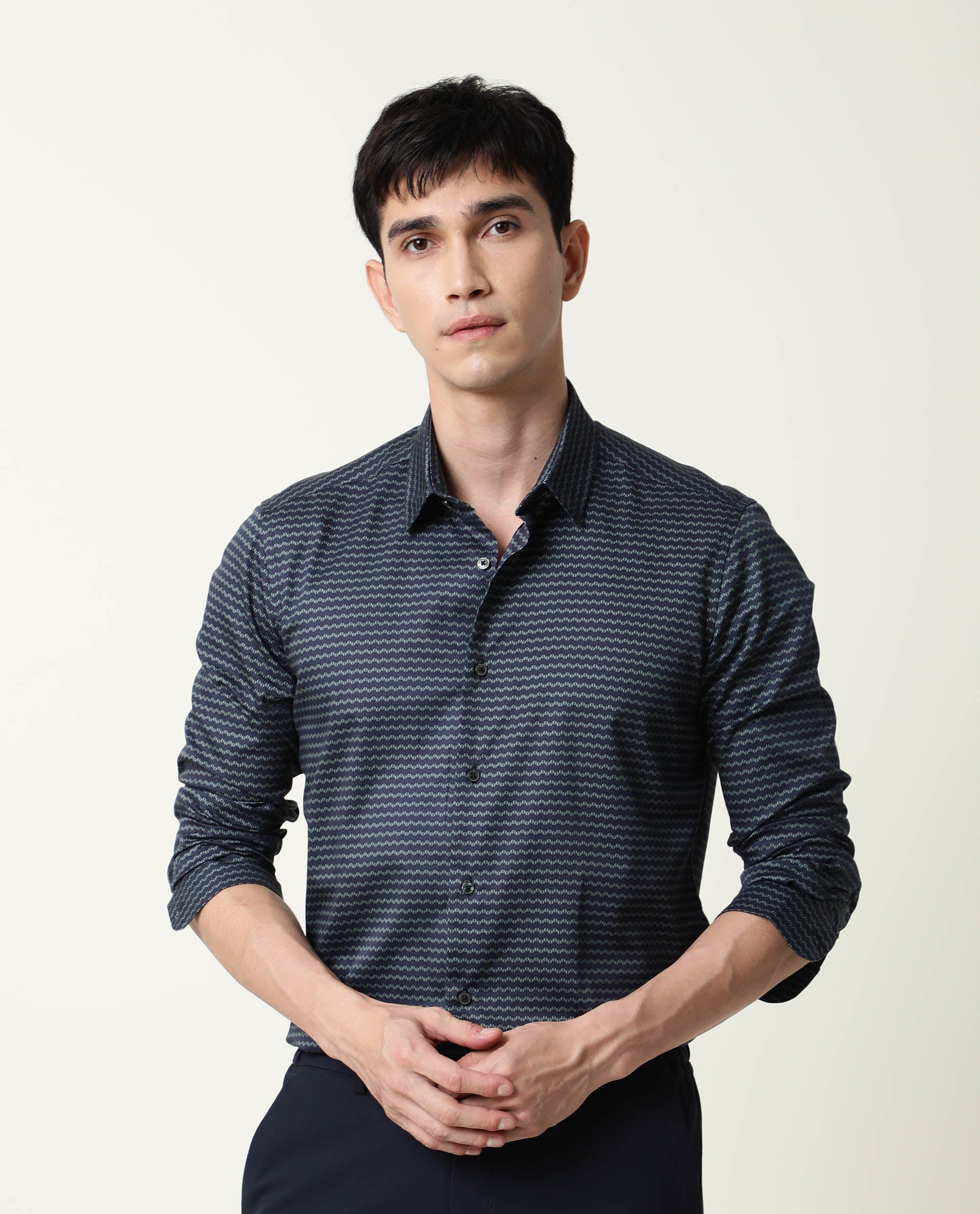 Rare Rabbit Mens Millyy Green Cotton Fabric Full Sleeves Regular Fit Shirt