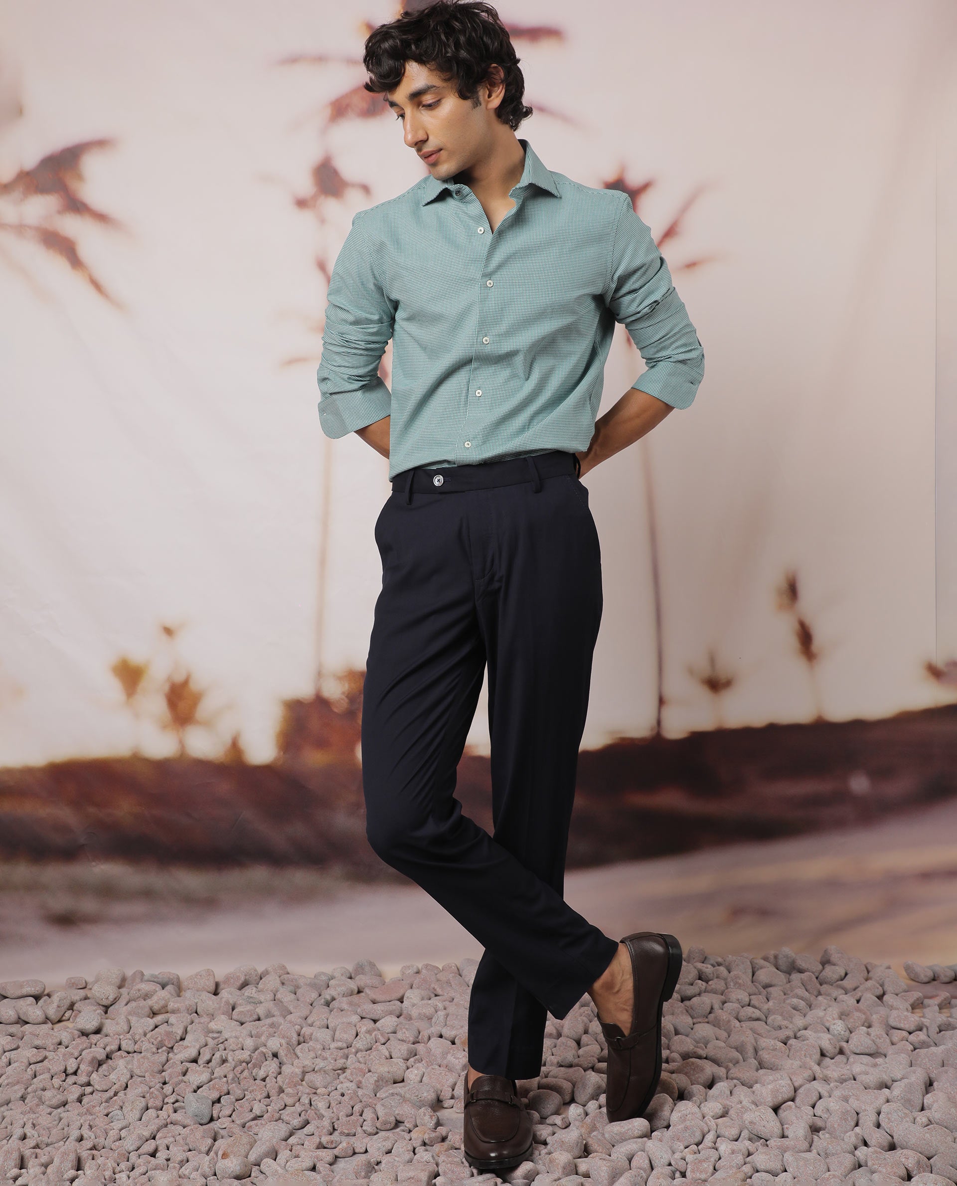 Rare Rabbit Men's Kings Green Cotton Fabric Full Sleeves Check Shirt